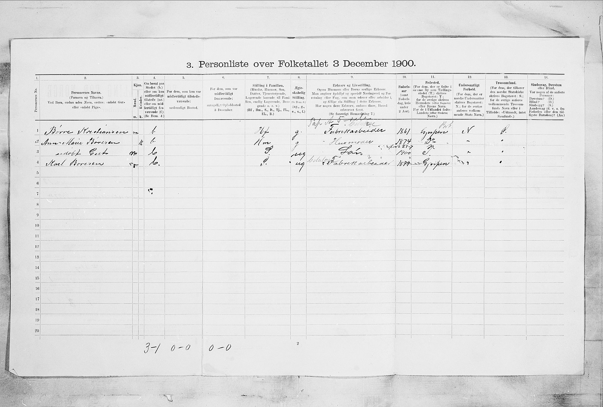 SAKO, 1900 census for Skien, 1900, p. 2107