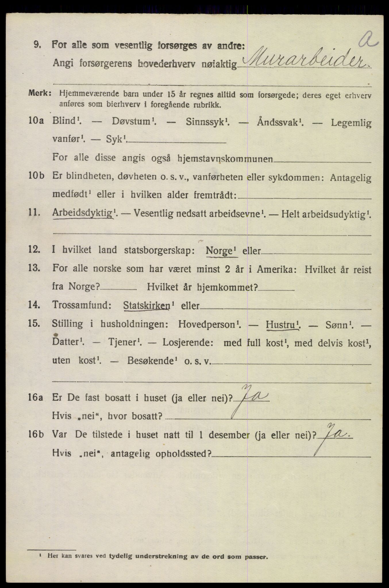 SAK, 1920 census for Oddernes, 1920, p. 8966