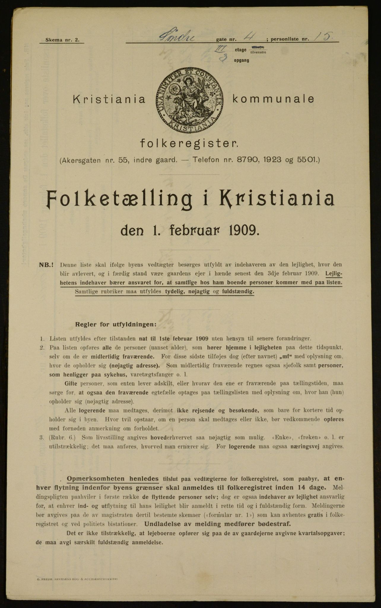 OBA, Municipal Census 1909 for Kristiania, 1909, p. 96332