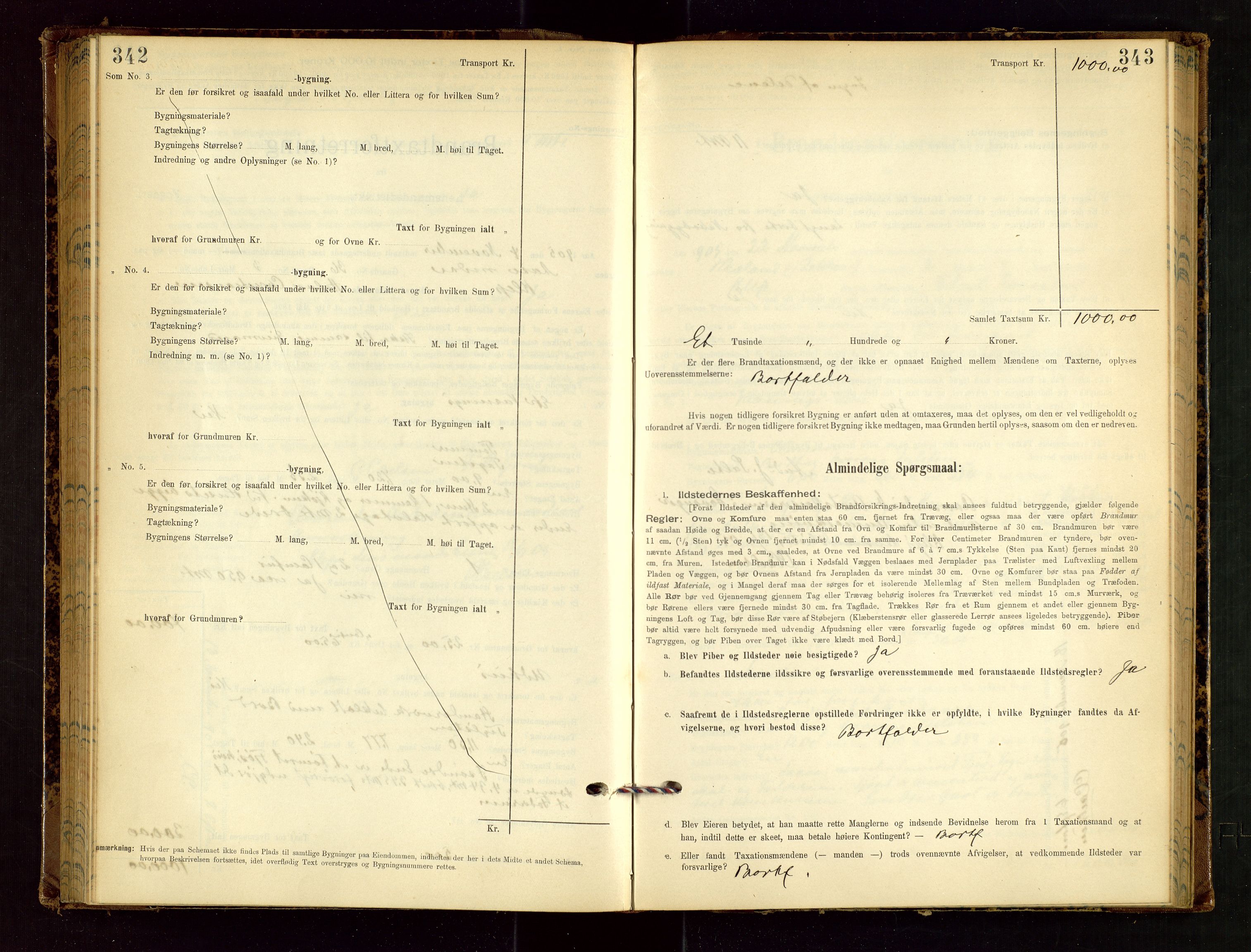 Klepp lensmannskontor, SAST/A-100163/Goc/L0002: "Brandtaxationsprotokol" m/register, 1898-1902, p. 342-343