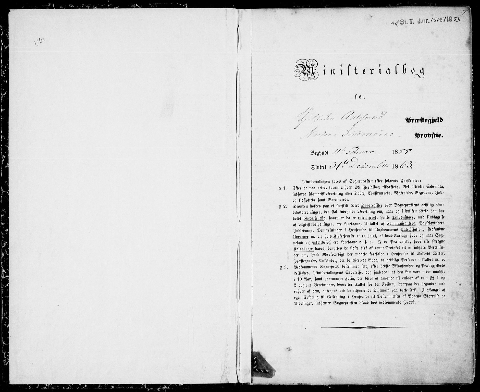 Ministerialprotokoller, klokkerbøker og fødselsregistre - Møre og Romsdal, SAT/A-1454/529/L0451: Parish register (official) no. 529A01, 1855-1863, p. 1