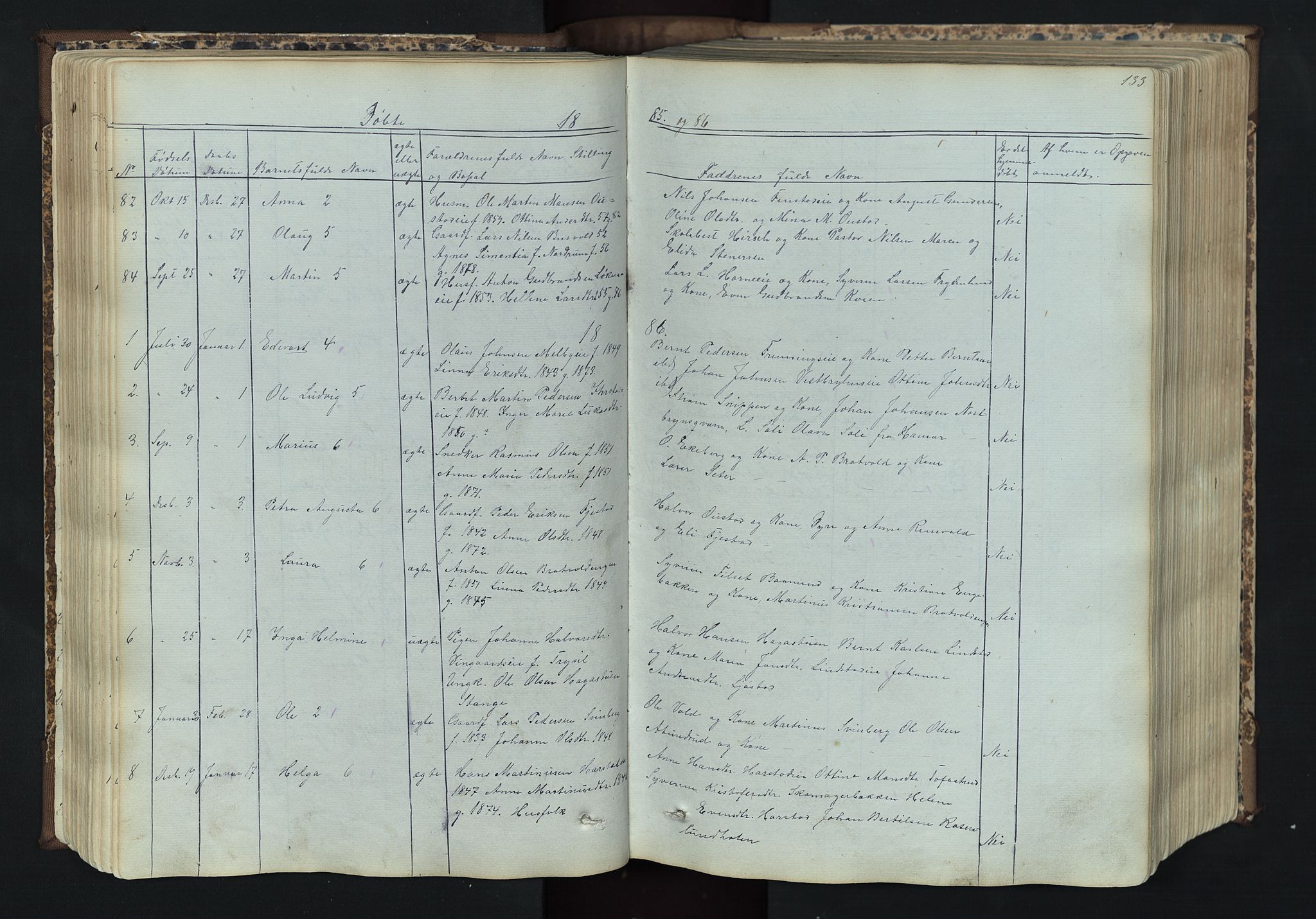 Romedal prestekontor, SAH/PREST-004/L/L0011: Parish register (copy) no. 11, 1867-1895, p. 133