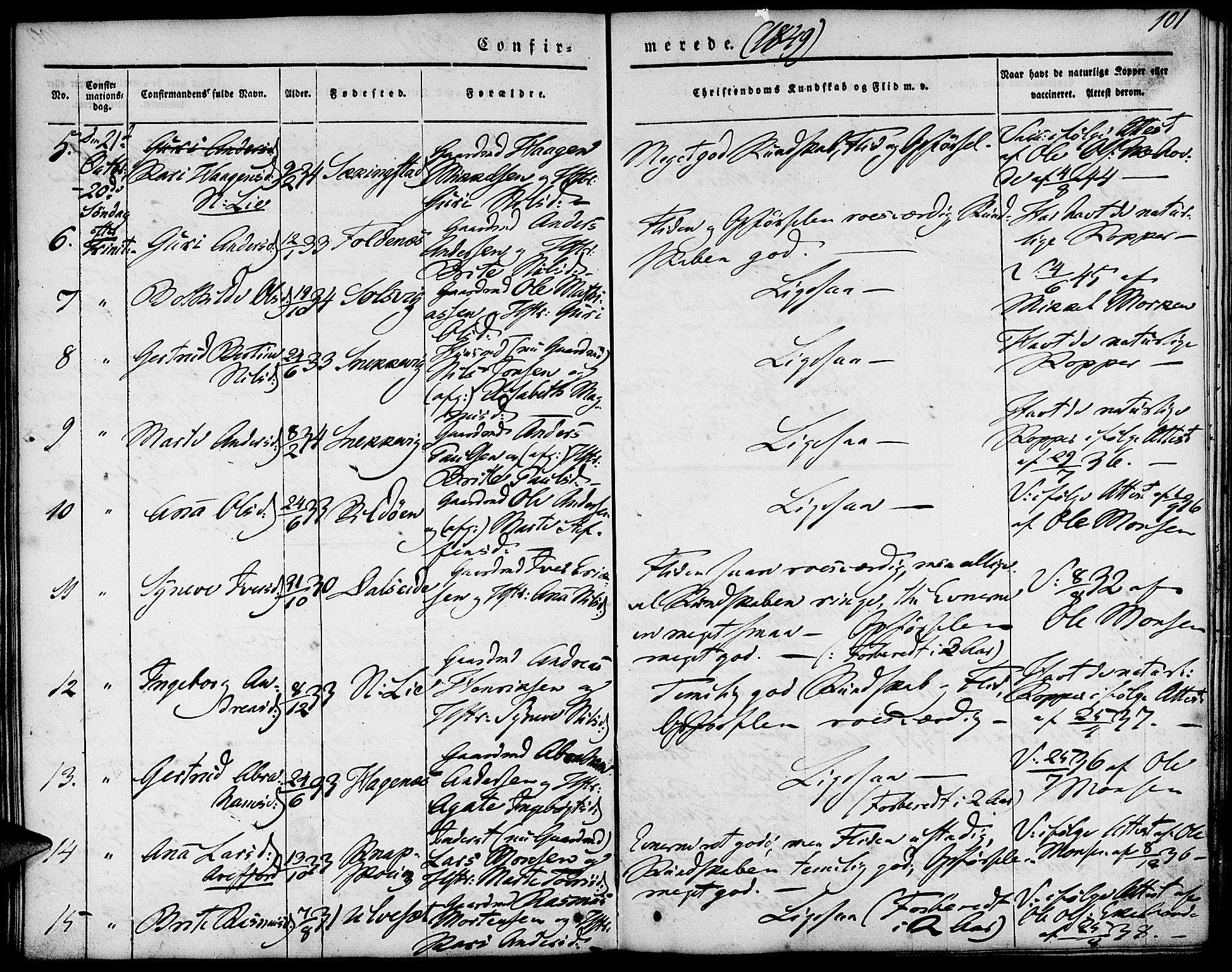 Fjell sokneprestembete, AV/SAB-A-75301/H/Haa: Parish register (official) no. A 1, 1835-1850, p. 101