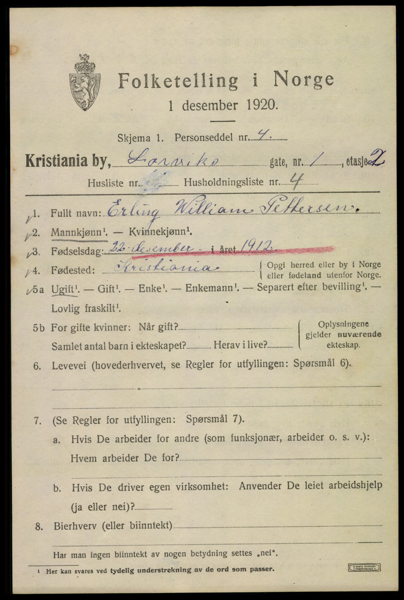 SAO, 1920 census for Kristiania, 1920, p. 361431