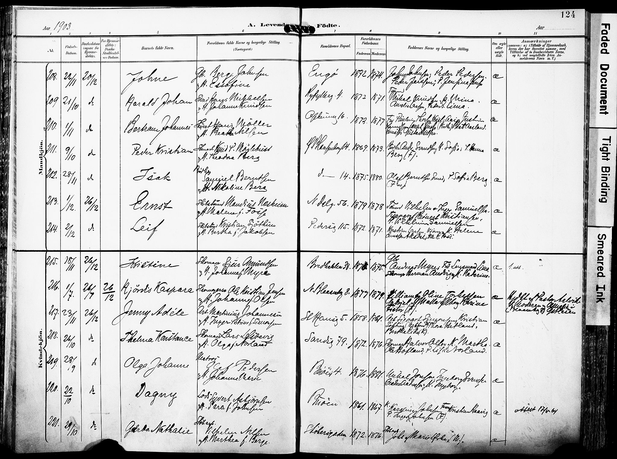 St. Johannes sokneprestkontor, AV/SAST-A-101814/001/30/30BA/L0007: Parish register (official) no. A 7, 1900-1910, p. 124