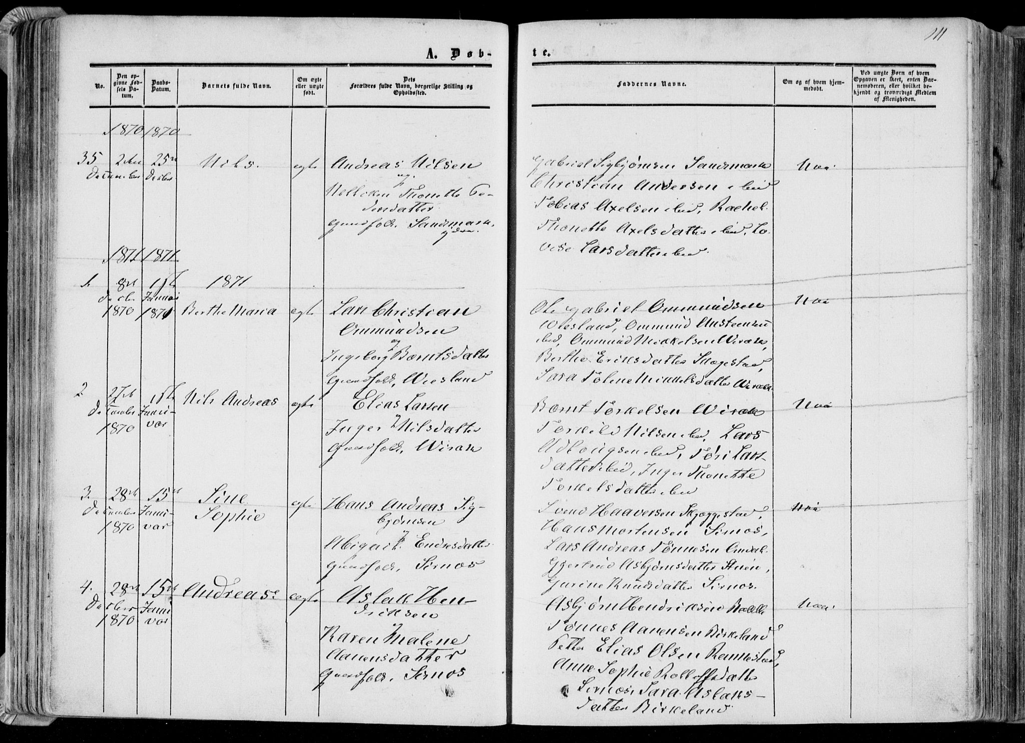 Bakke sokneprestkontor, SAK/1111-0002/F/Fa/Faa/L0006: Parish register (official) no. A 6, 1855-1877, p. 111