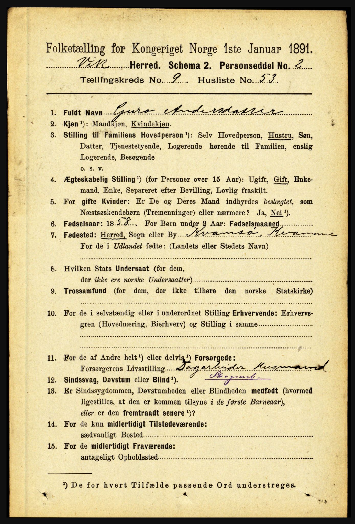 RA, 1891 census for 1417 Vik, 1891, p. 4301