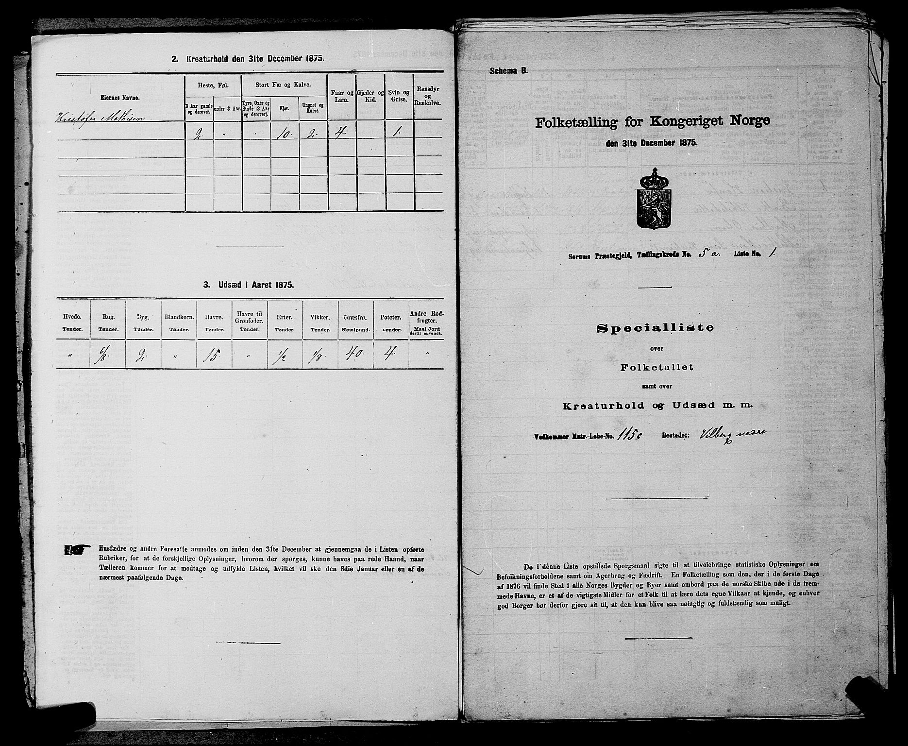 RA, 1875 census for 0226P Sørum, 1875, p. 645