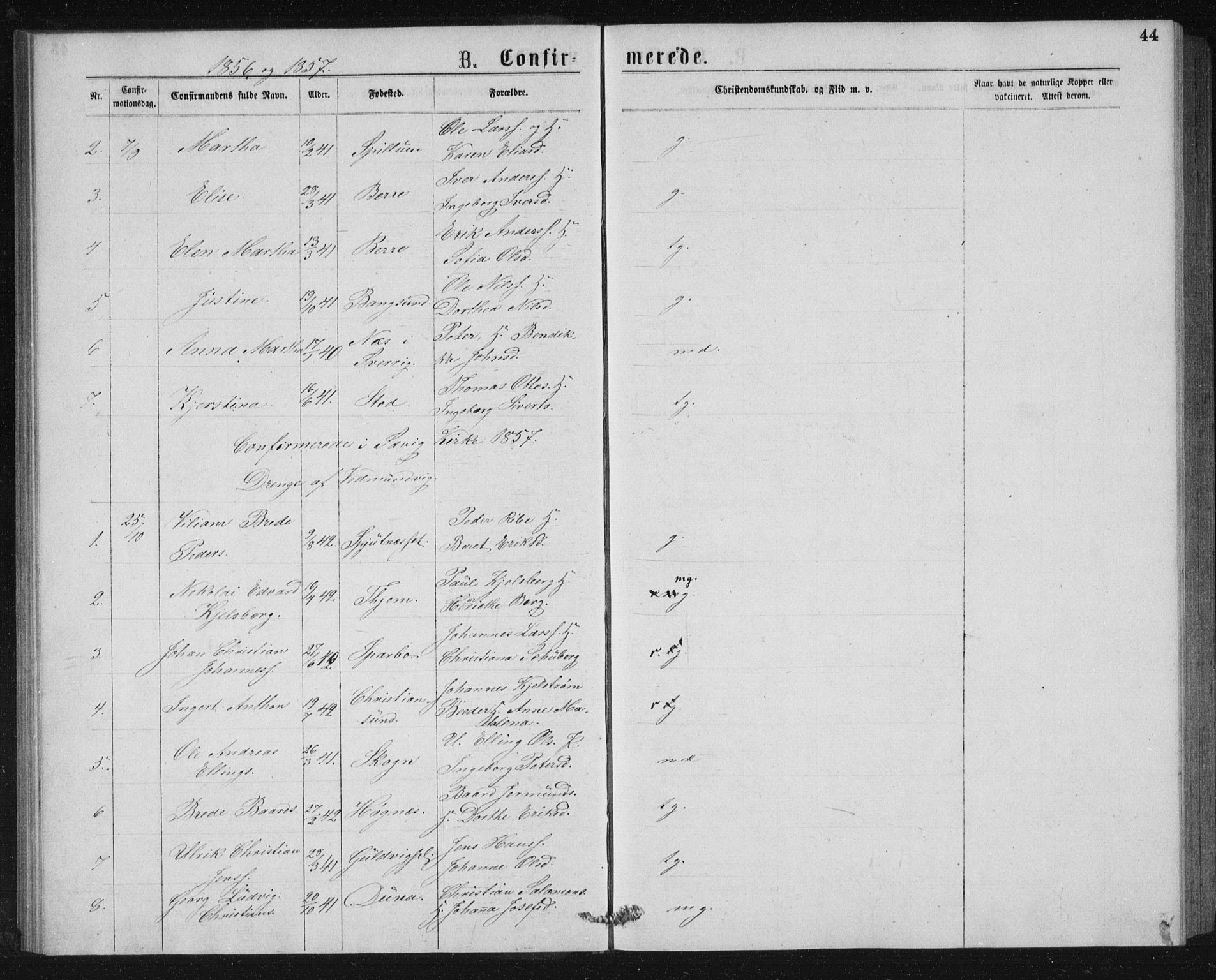 Ministerialprotokoller, klokkerbøker og fødselsregistre - Nord-Trøndelag, SAT/A-1458/768/L0567: Parish register (official) no. 768A02, 1837-1865, p. 44