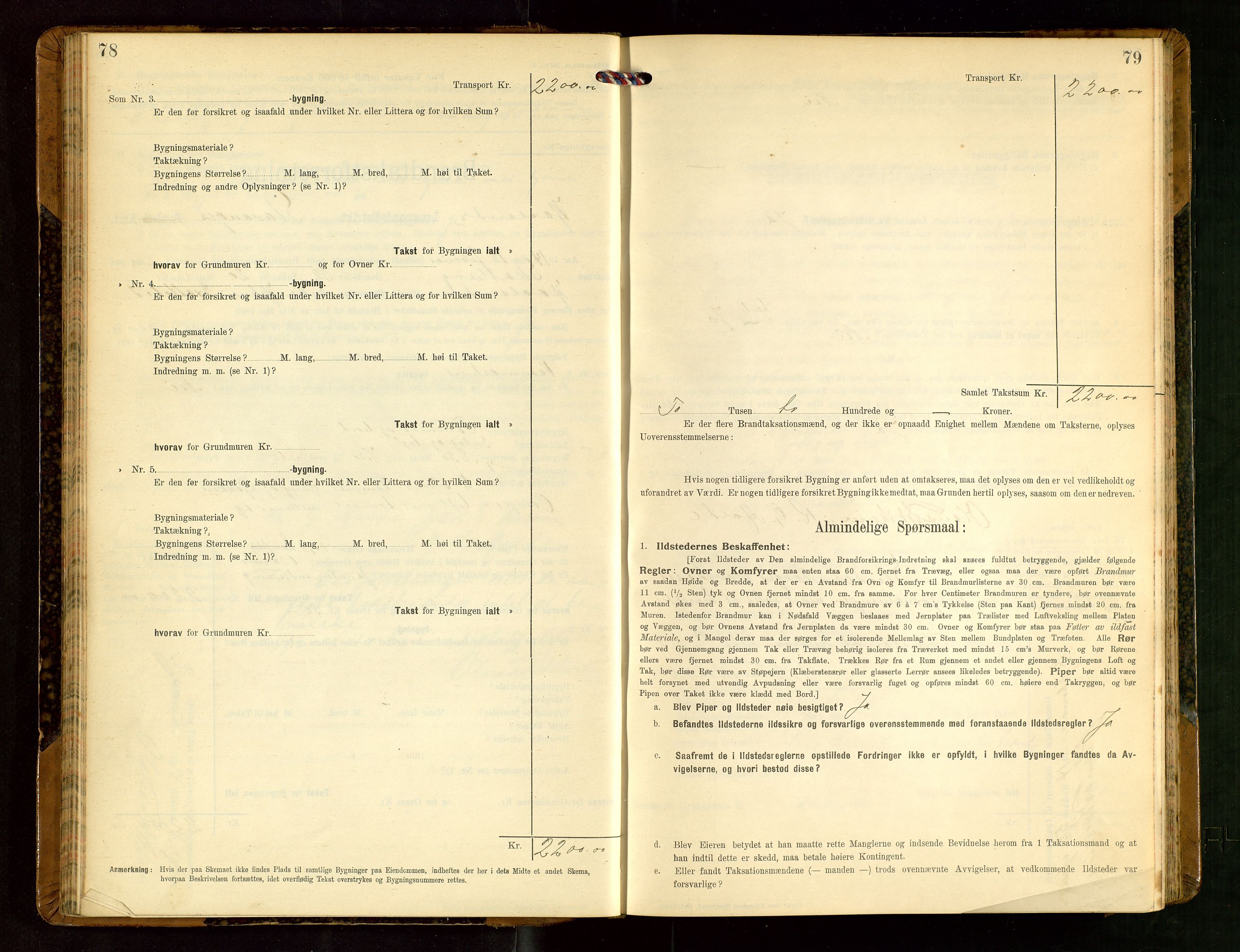Håland lensmannskontor, SAST/A-100100/Gob/L0004: Branntakstprotokoll - skjematakst. Register i boken., 1913-1915, p. 78-79