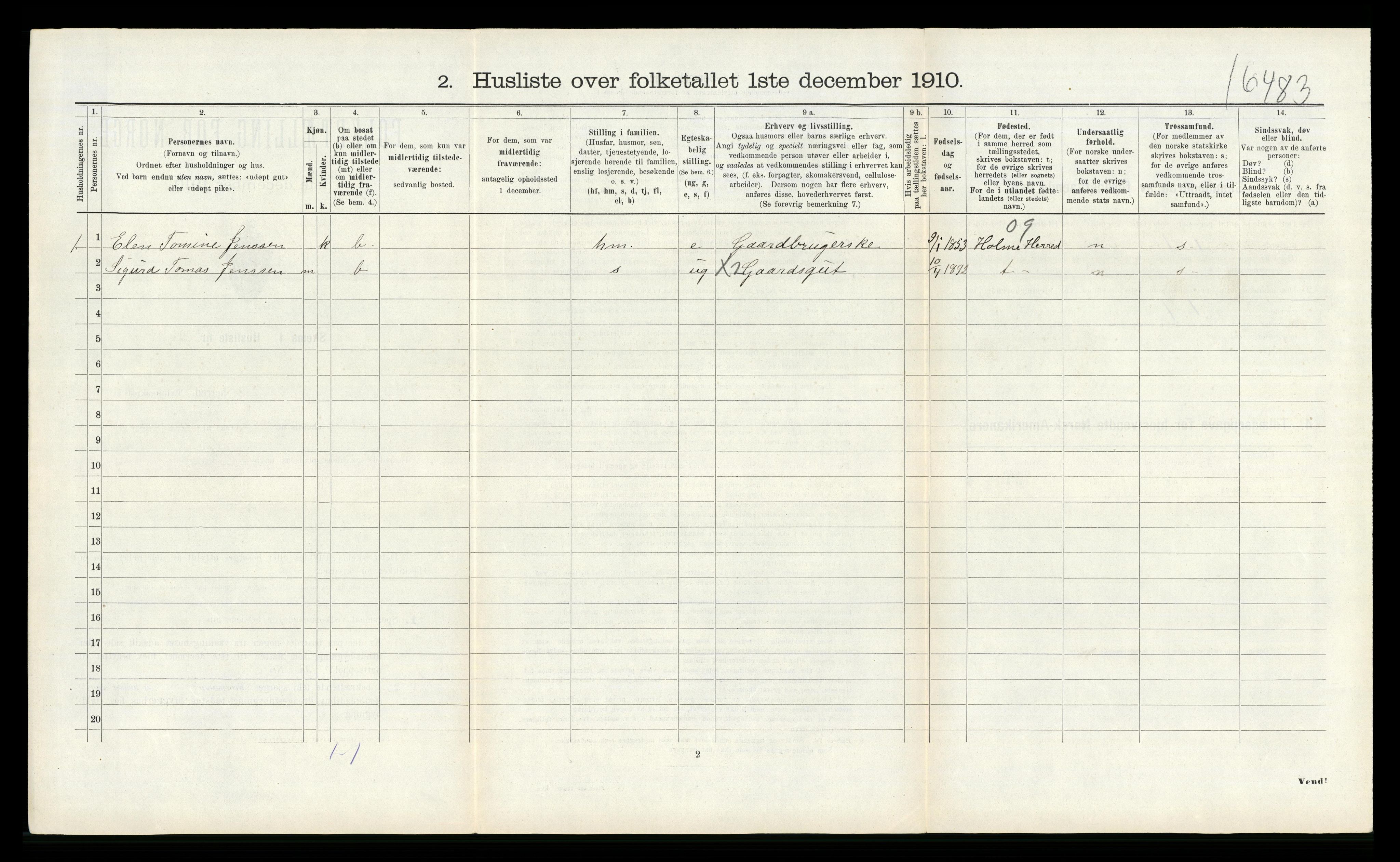 RA, 1910 census for Halse og Harkmark, 1910, p. 561