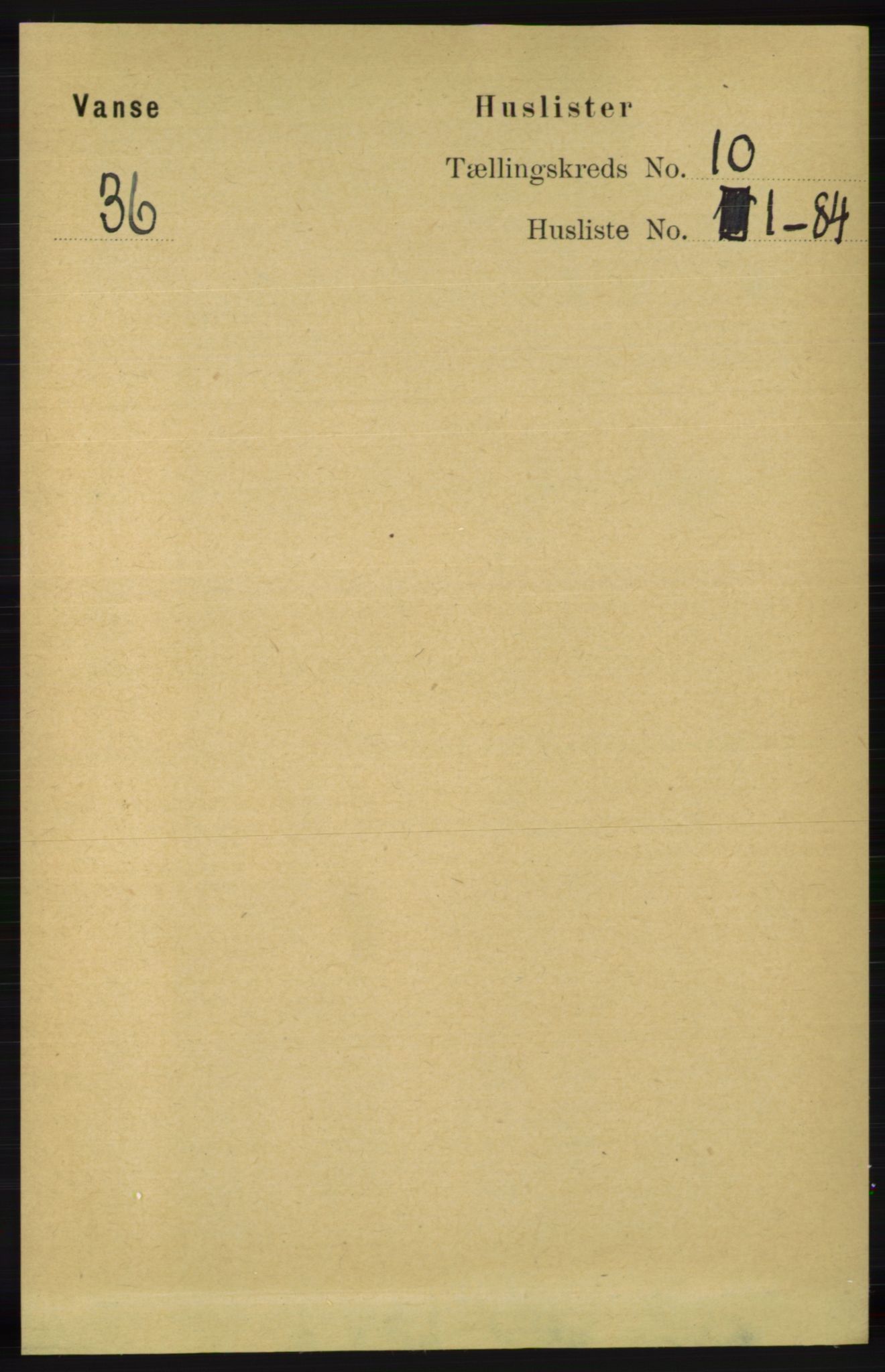 RA, 1891 census for 1041 Vanse, 1891, p. 5538