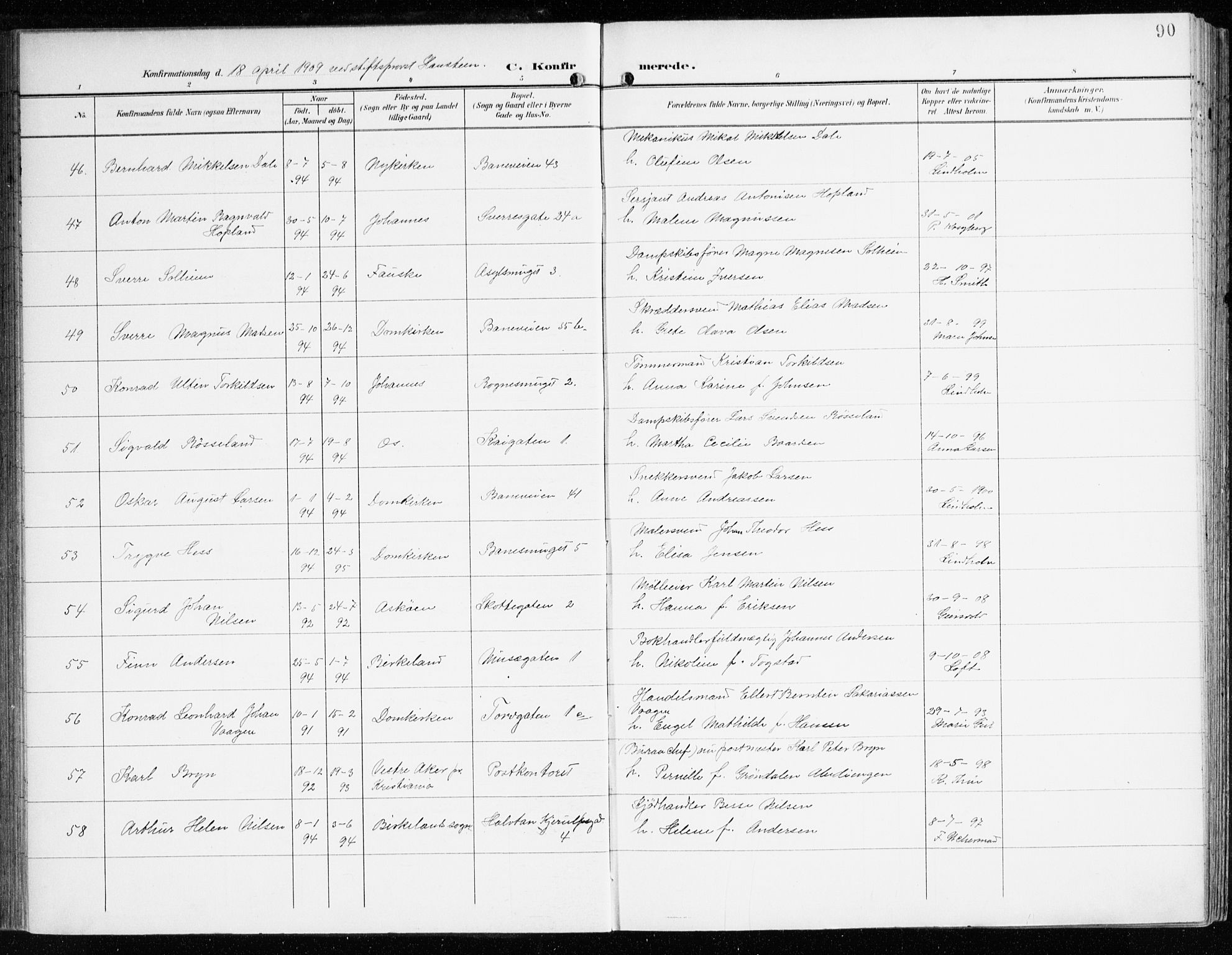 Domkirken sokneprestembete, AV/SAB-A-74801/H/Haa/L0031: Parish register (official) no. C 6, 1898-1915, p. 90