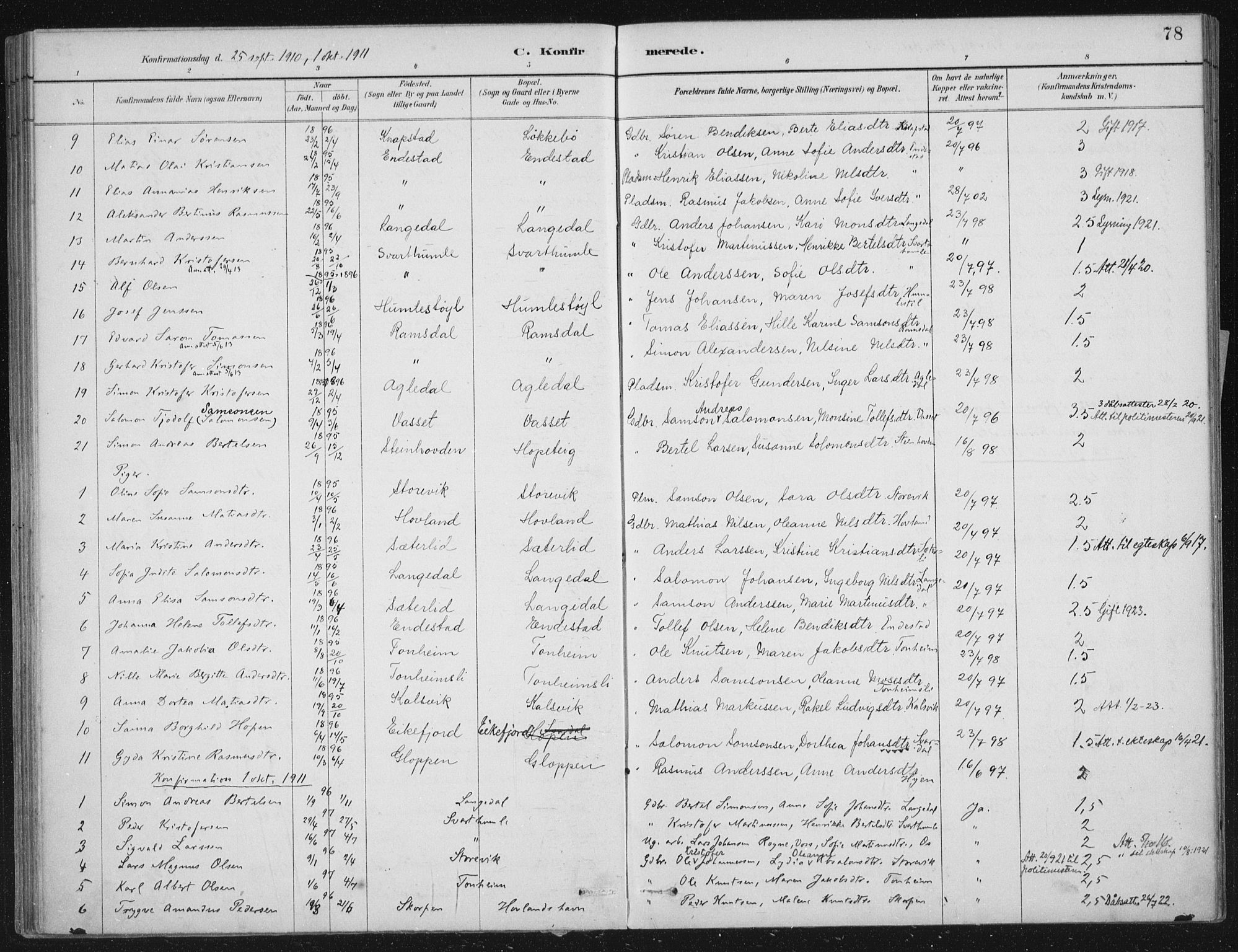 Kinn sokneprestembete, AV/SAB-A-80801/H/Haa/Haae/L0001: Parish register (official) no. E 1, 1890-1916, p. 78