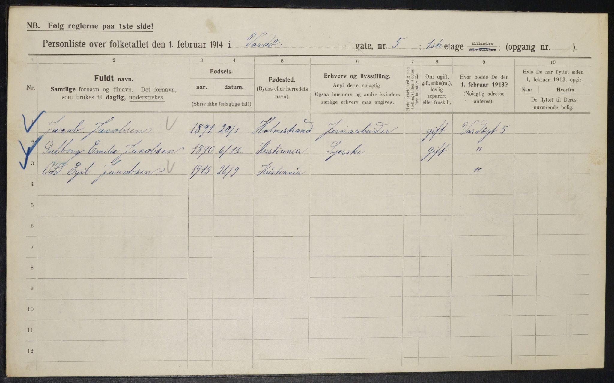 OBA, Municipal Census 1914 for Kristiania, 1914, p. 122992