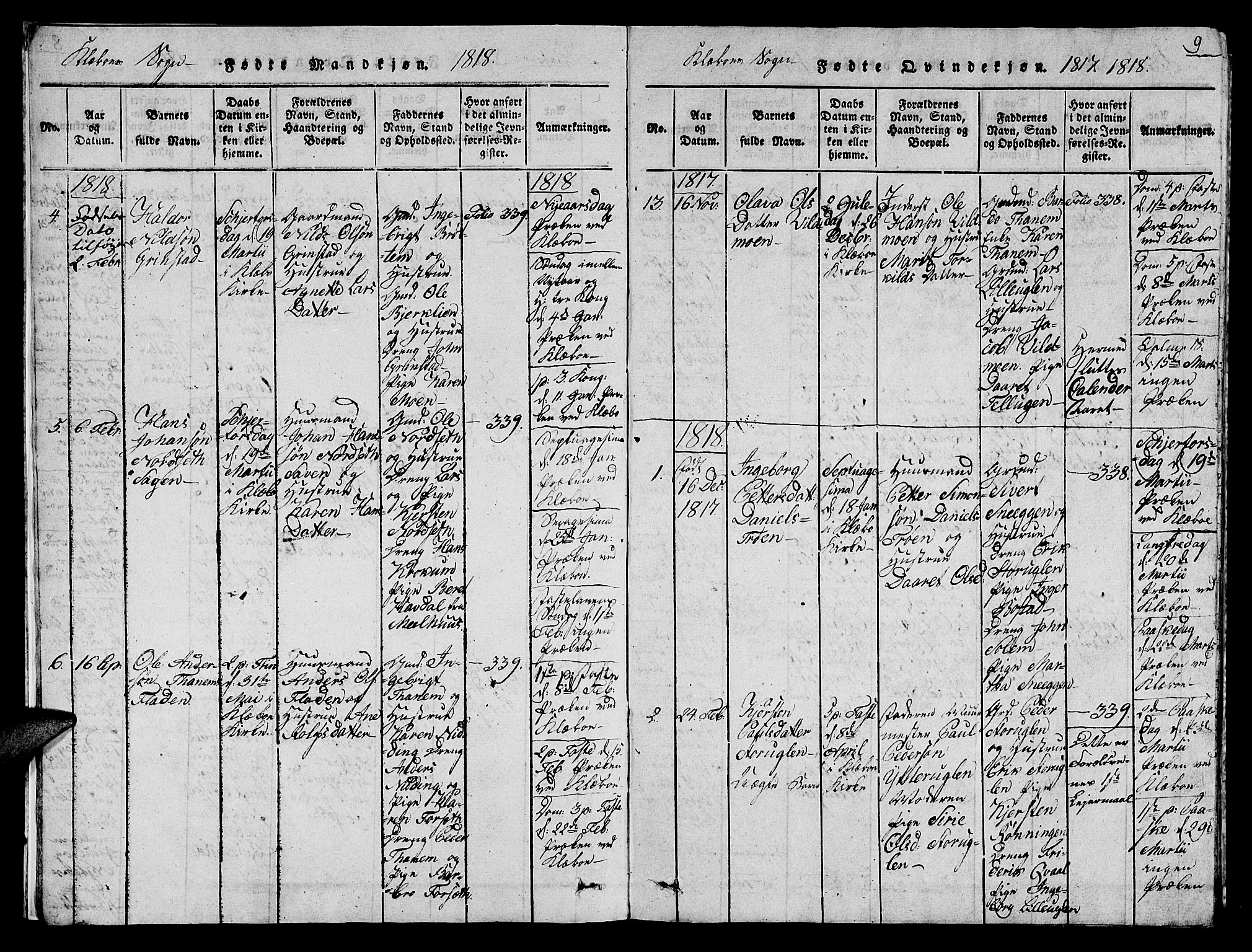 Ministerialprotokoller, klokkerbøker og fødselsregistre - Sør-Trøndelag, SAT/A-1456/618/L0450: Parish register (copy) no. 618C01, 1816-1865, p. 9