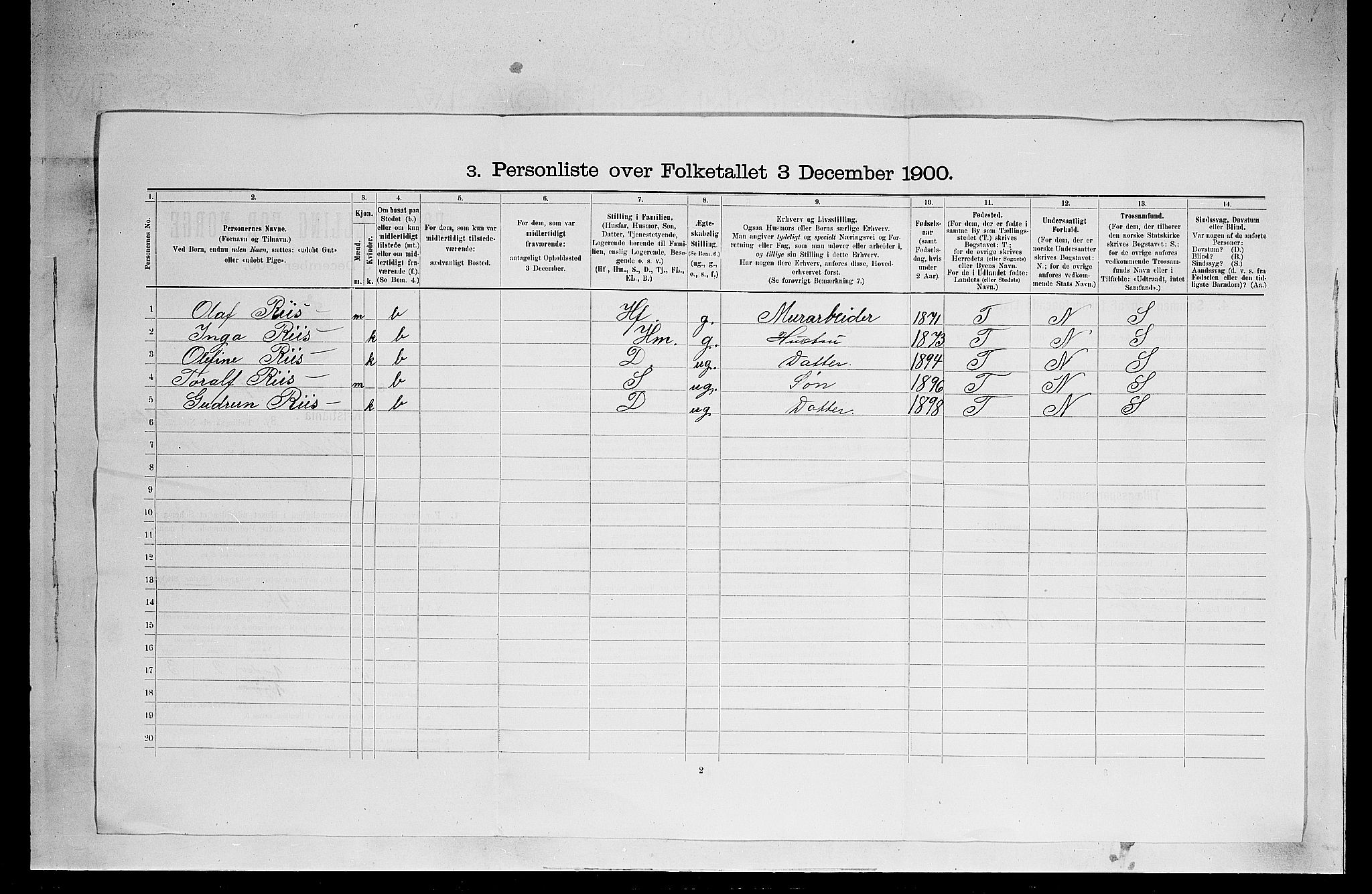 SAO, 1900 census for Kristiania, 1900, p. 17638