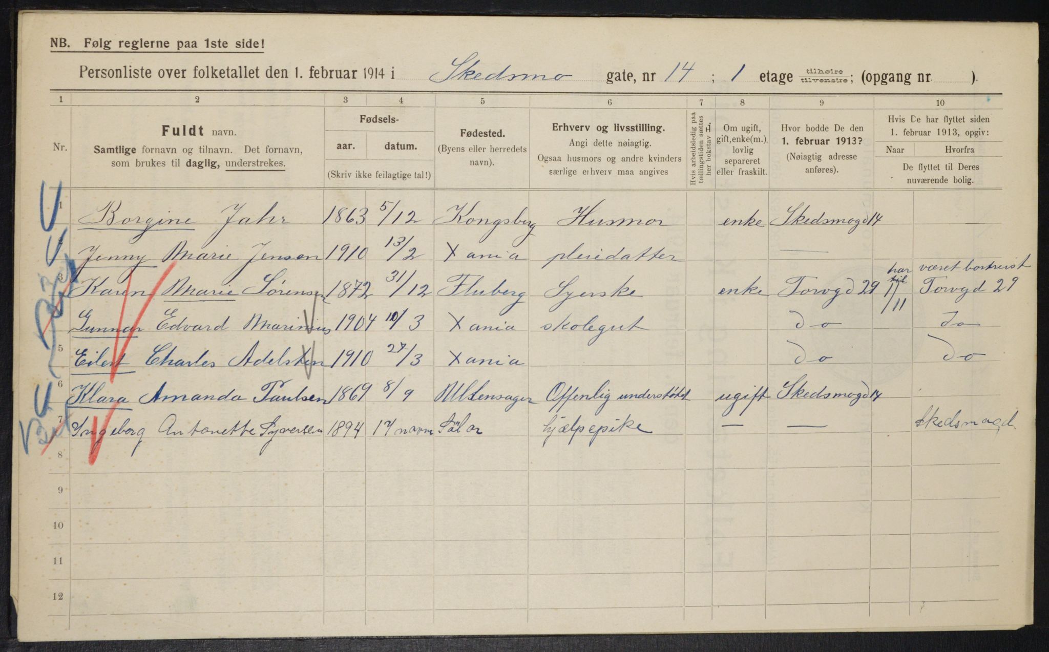 OBA, Municipal Census 1914 for Kristiania, 1914, p. 95308