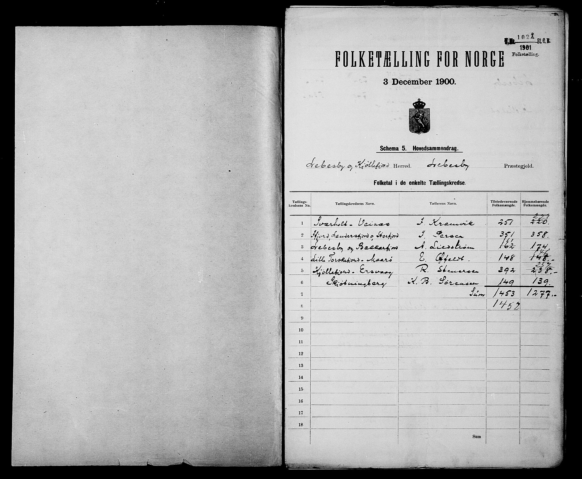 SATØ, 1900 census for Lebesby, 1900, p. 2