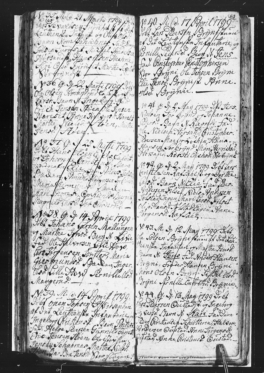 Romedal prestekontor, SAH/PREST-004/L/L0002: Parish register (copy) no. 2, 1795-1800, p. 62-63