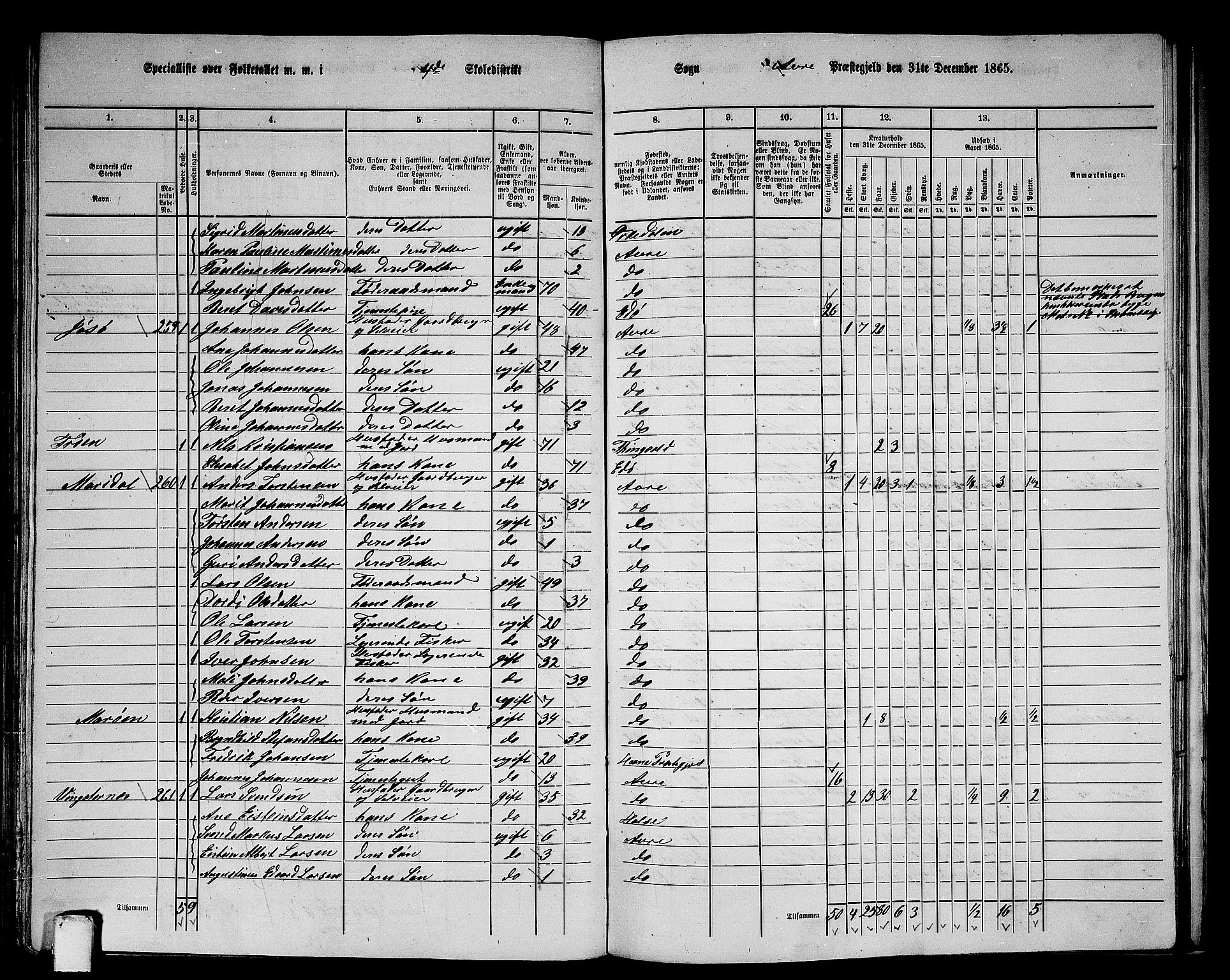 RA, 1865 census for Aure, 1865, p. 101