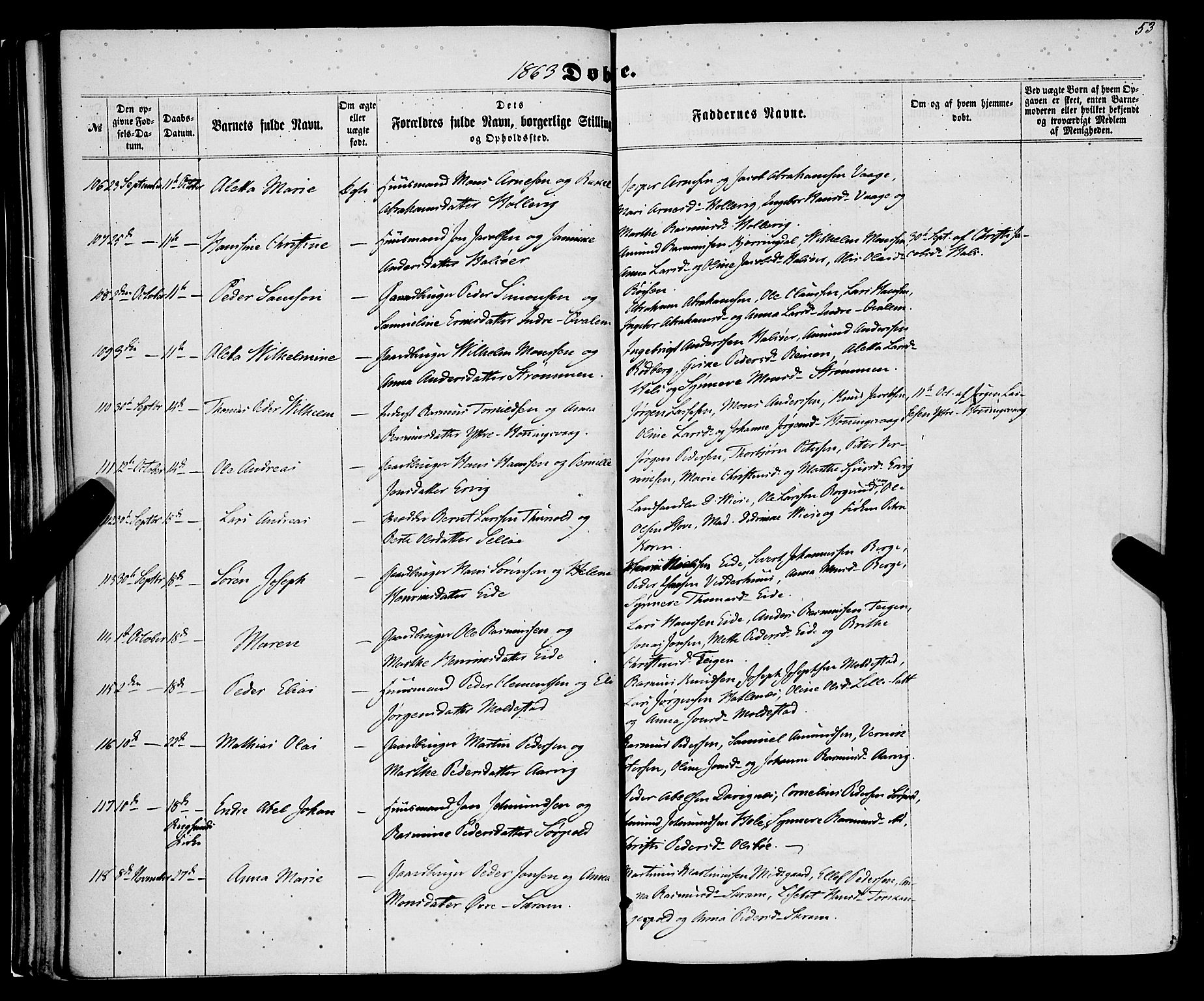 Selje sokneprestembete, AV/SAB-A-99938/H/Ha/Haa/Haaa: Parish register (official) no. A 11, 1858-1870, p. 53