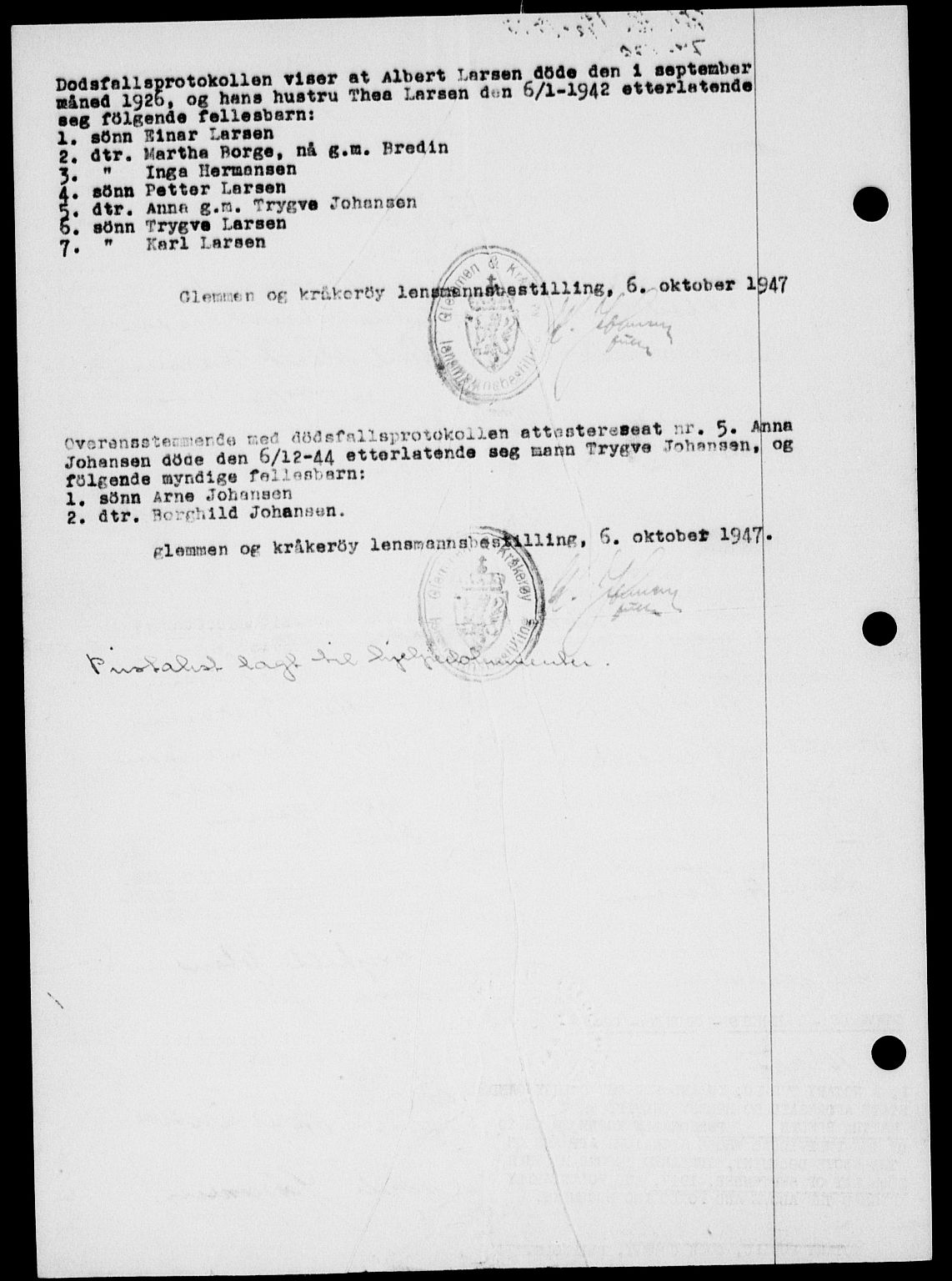 Onsøy sorenskriveri, SAO/A-10474/G/Ga/Gab/L0021: Mortgage book no. II A-21, 1947-1947, Diary no: : 2723/1947