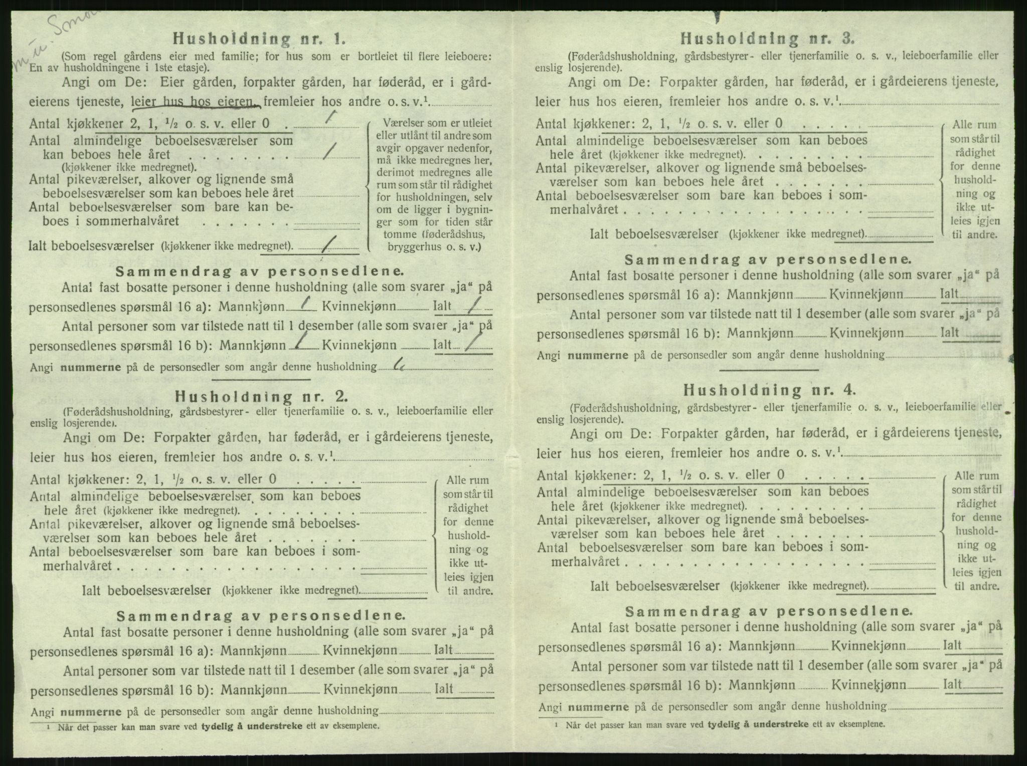 SAT, 1920 census for Klinga, 1920, p. 698