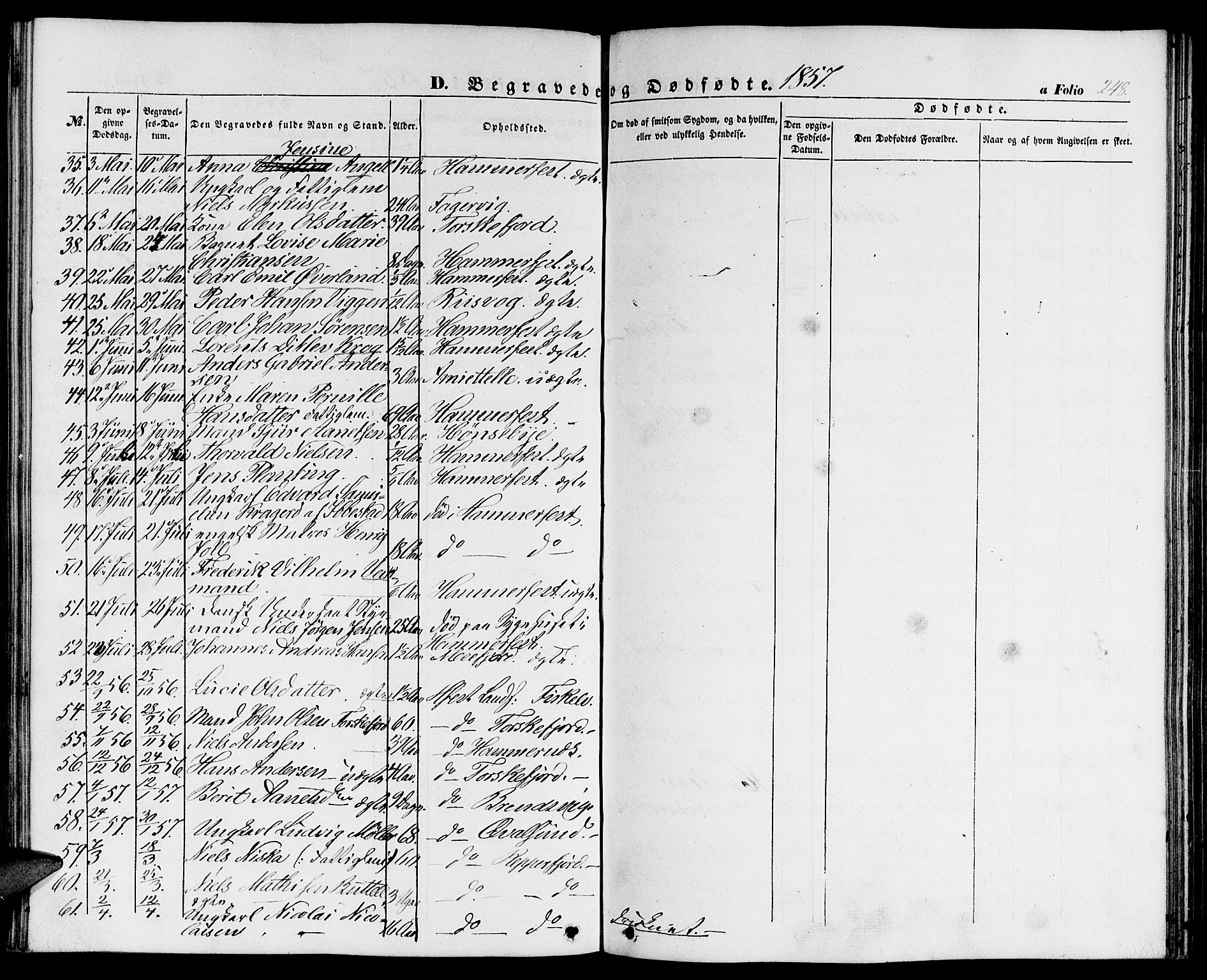 Hammerfest sokneprestkontor, AV/SATØ-S-1347/H/Hb/L0002.klokk: Parish register (copy) no. 2, 1851-1861, p. 248