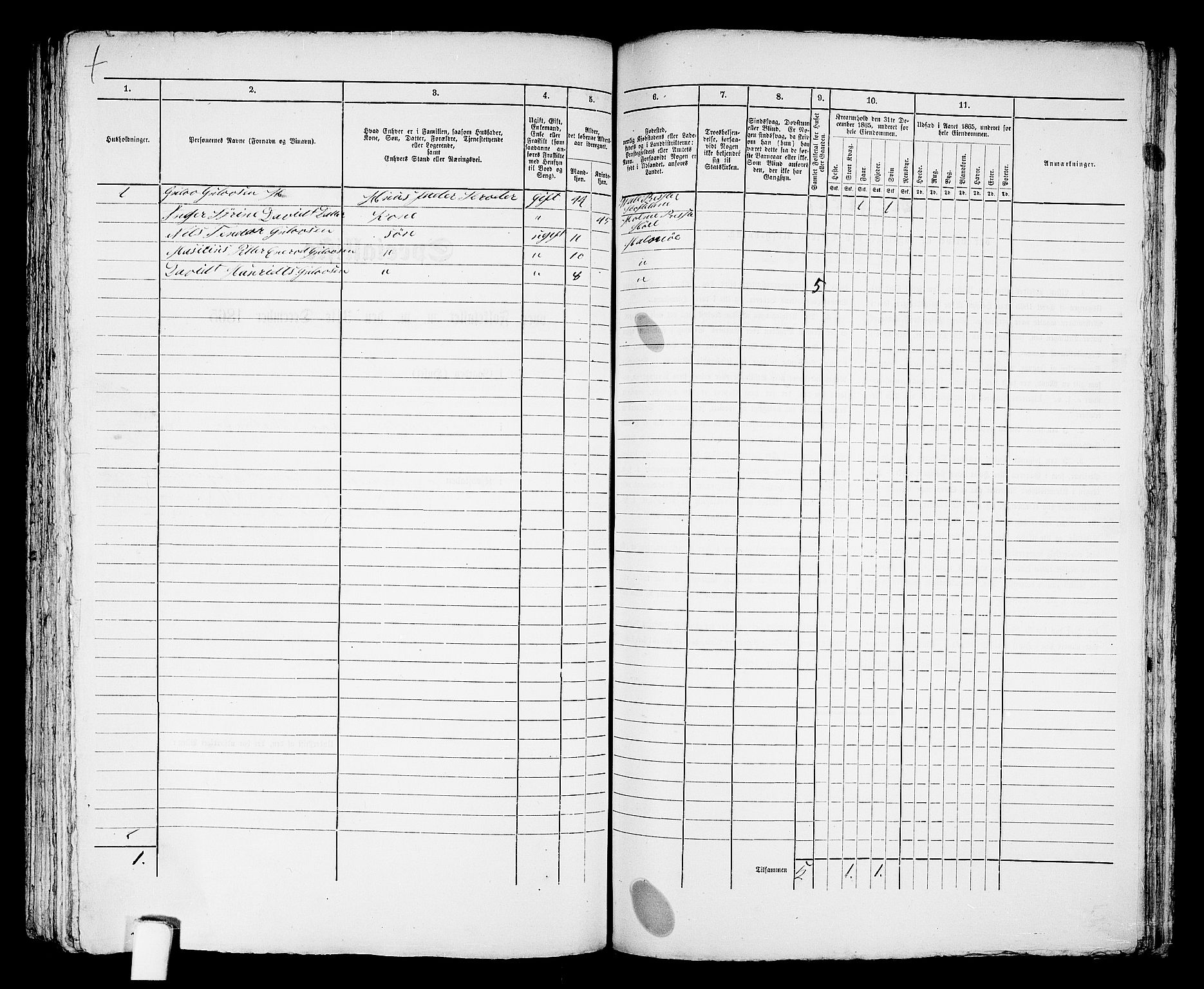 RA, 1865 census for Mandal/Mandal, 1865, p. 861