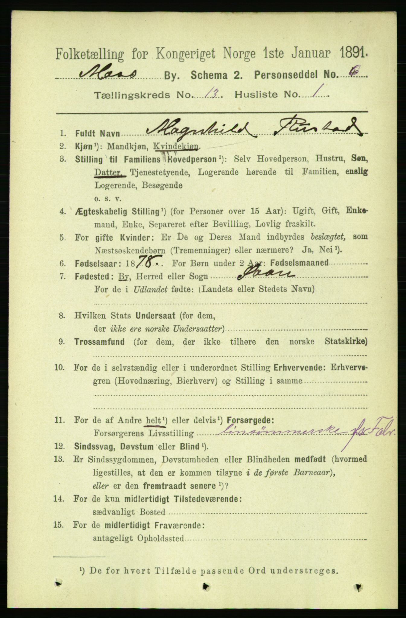 RA, 1891 census for 0104 Moss, 1891, p. 6529