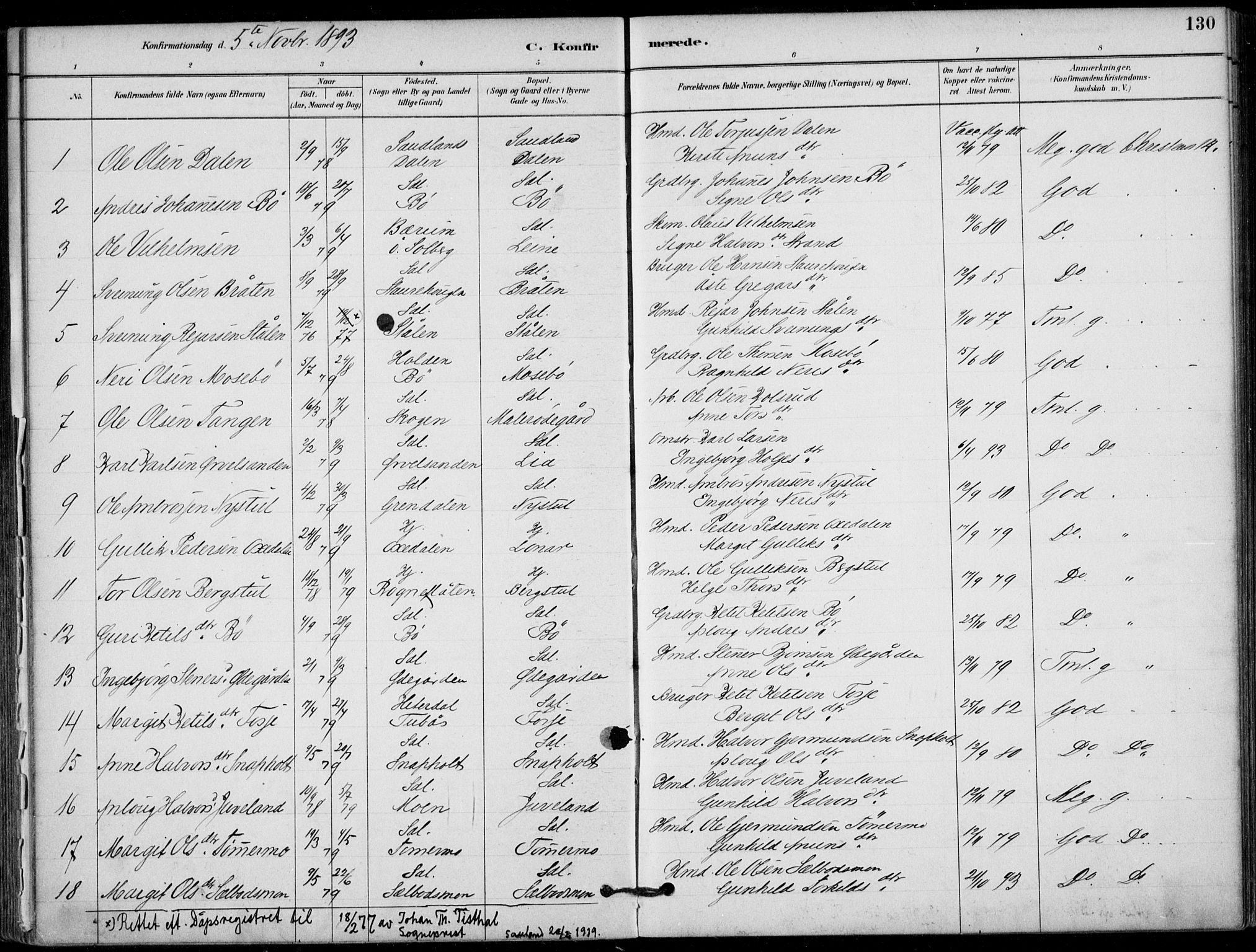 Hjartdal kirkebøker, AV/SAKO-A-270/F/Fb/L0002: Parish register (official) no. II 2, 1880-1932, p. 130