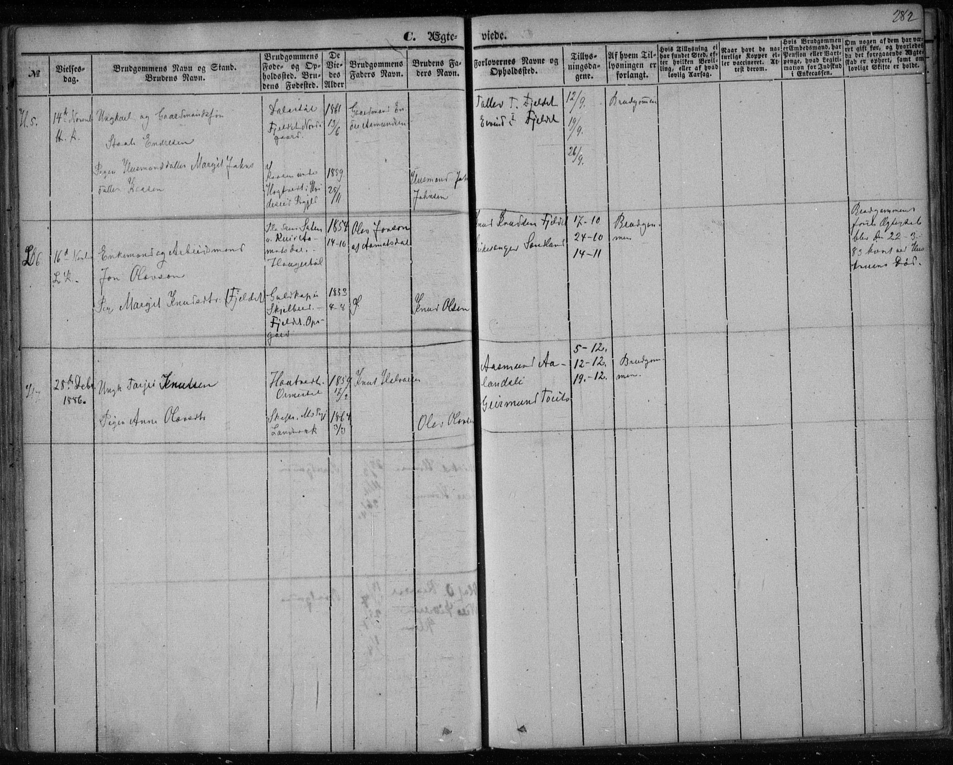 Lårdal kirkebøker, SAKO/A-284/F/Fa/L0006: Parish register (official) no. I 6, 1861-1886, p. 282