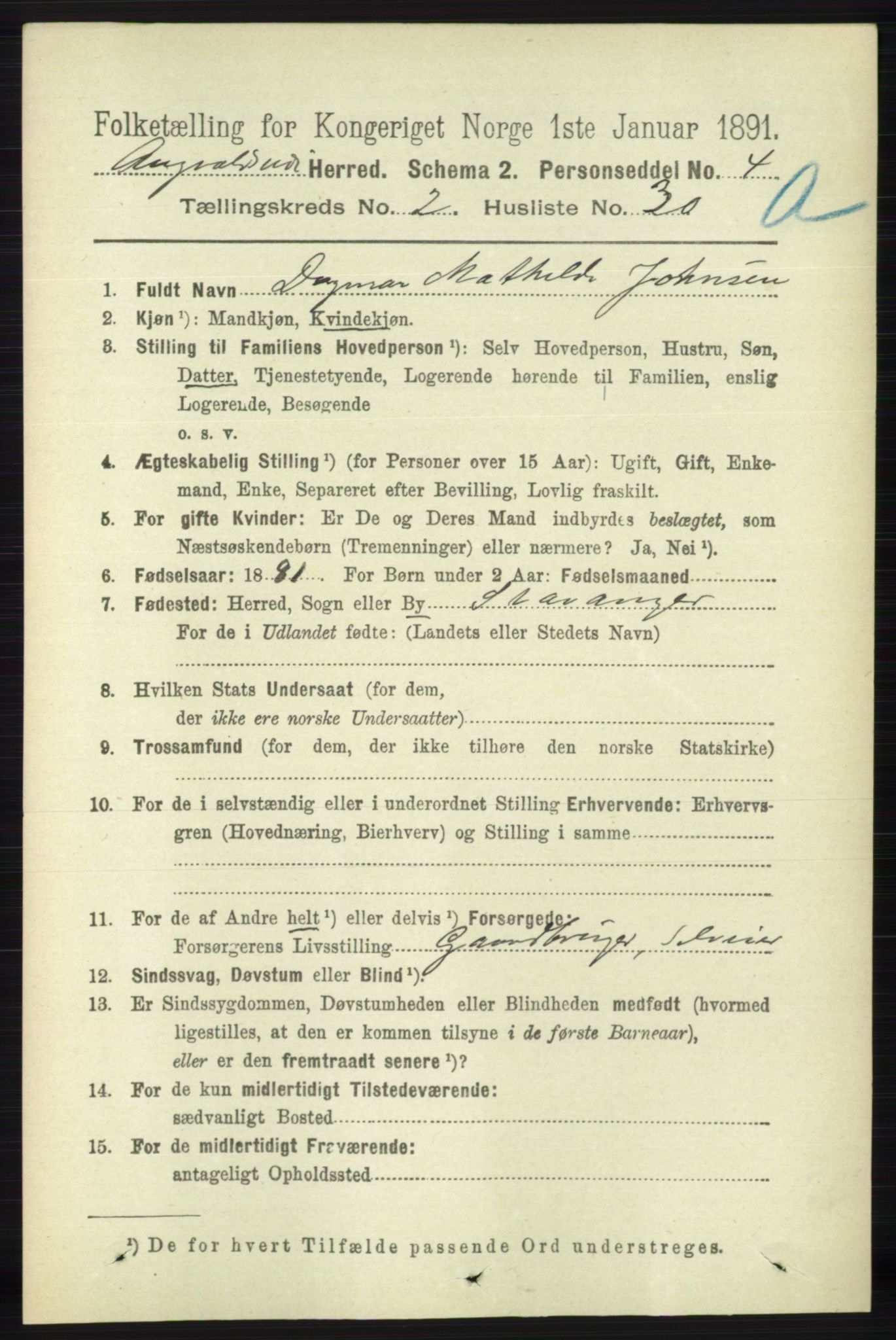 RA, 1891 census for 1147 Avaldsnes, 1891, p. 978