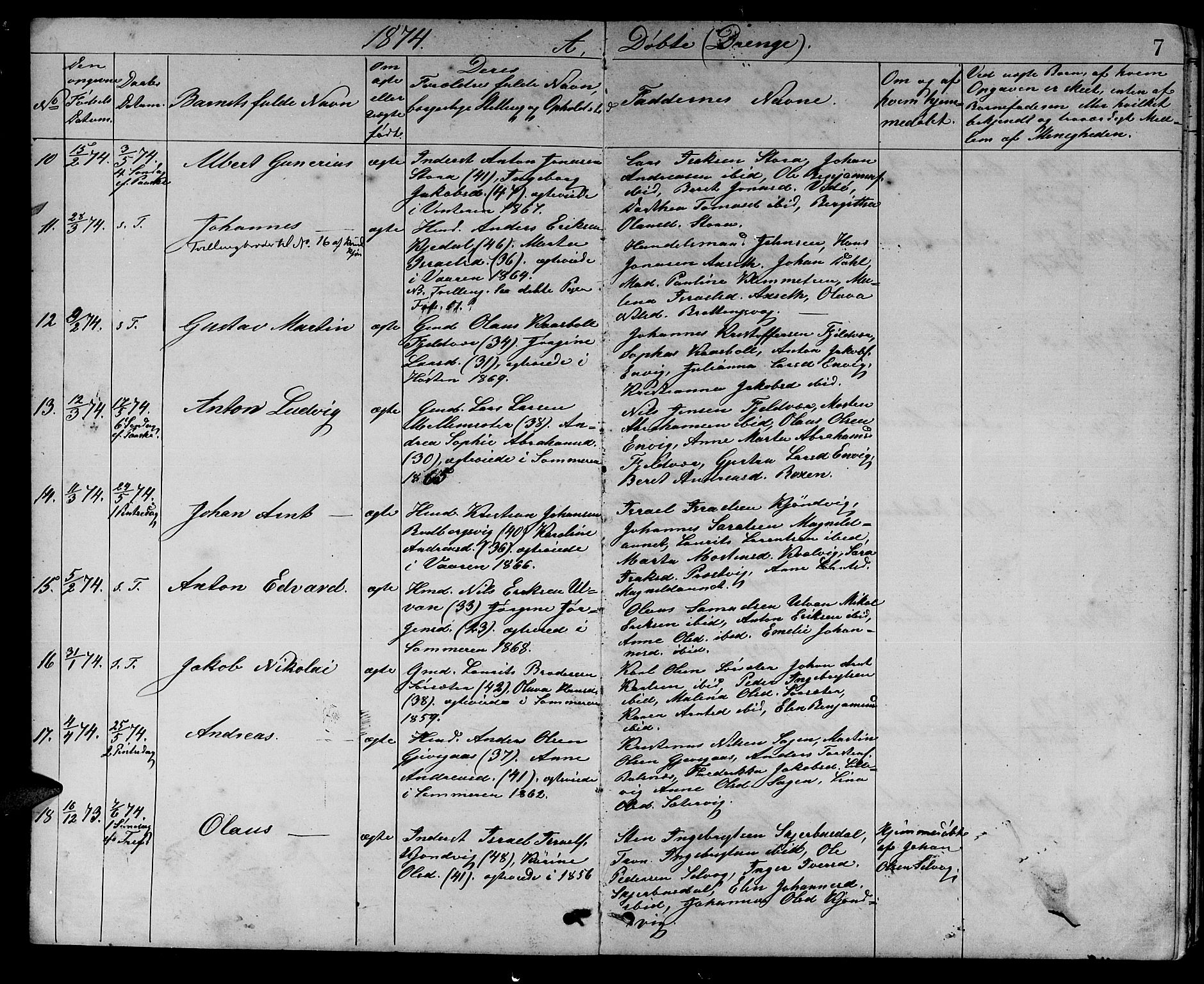 Ministerialprotokoller, klokkerbøker og fødselsregistre - Sør-Trøndelag, SAT/A-1456/637/L0561: Parish register (copy) no. 637C02, 1873-1882, p. 7
