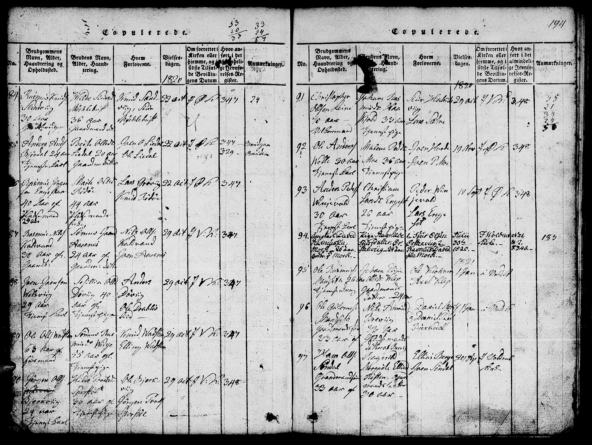 Ministerialprotokoller, klokkerbøker og fødselsregistre - Møre og Romsdal, AV/SAT-A-1454/511/L0155: Parish register (copy) no. 511C01, 1817-1829, p. 194