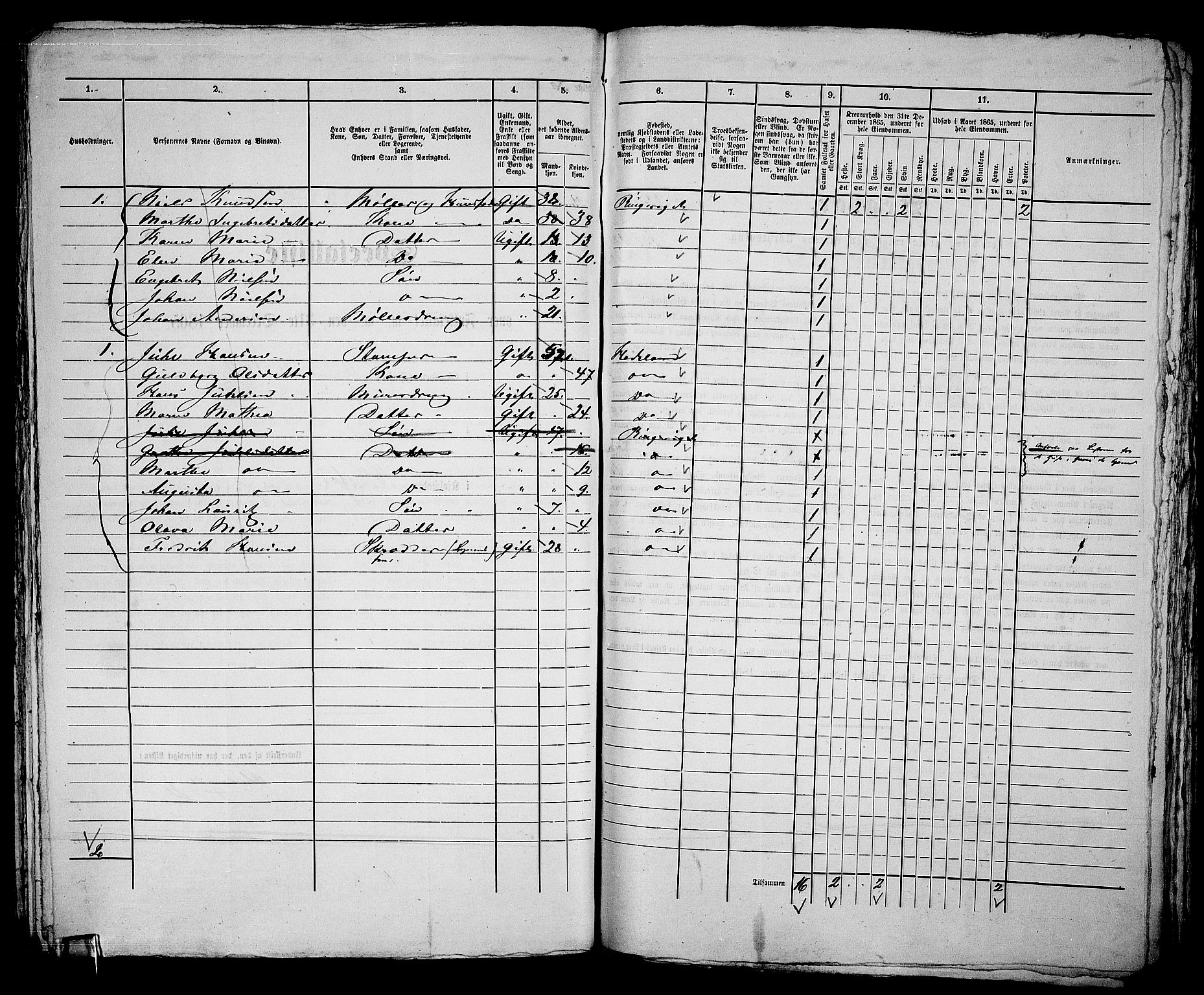 RA, 1865 census for Norderhov/Hønefoss, 1865, p. 240