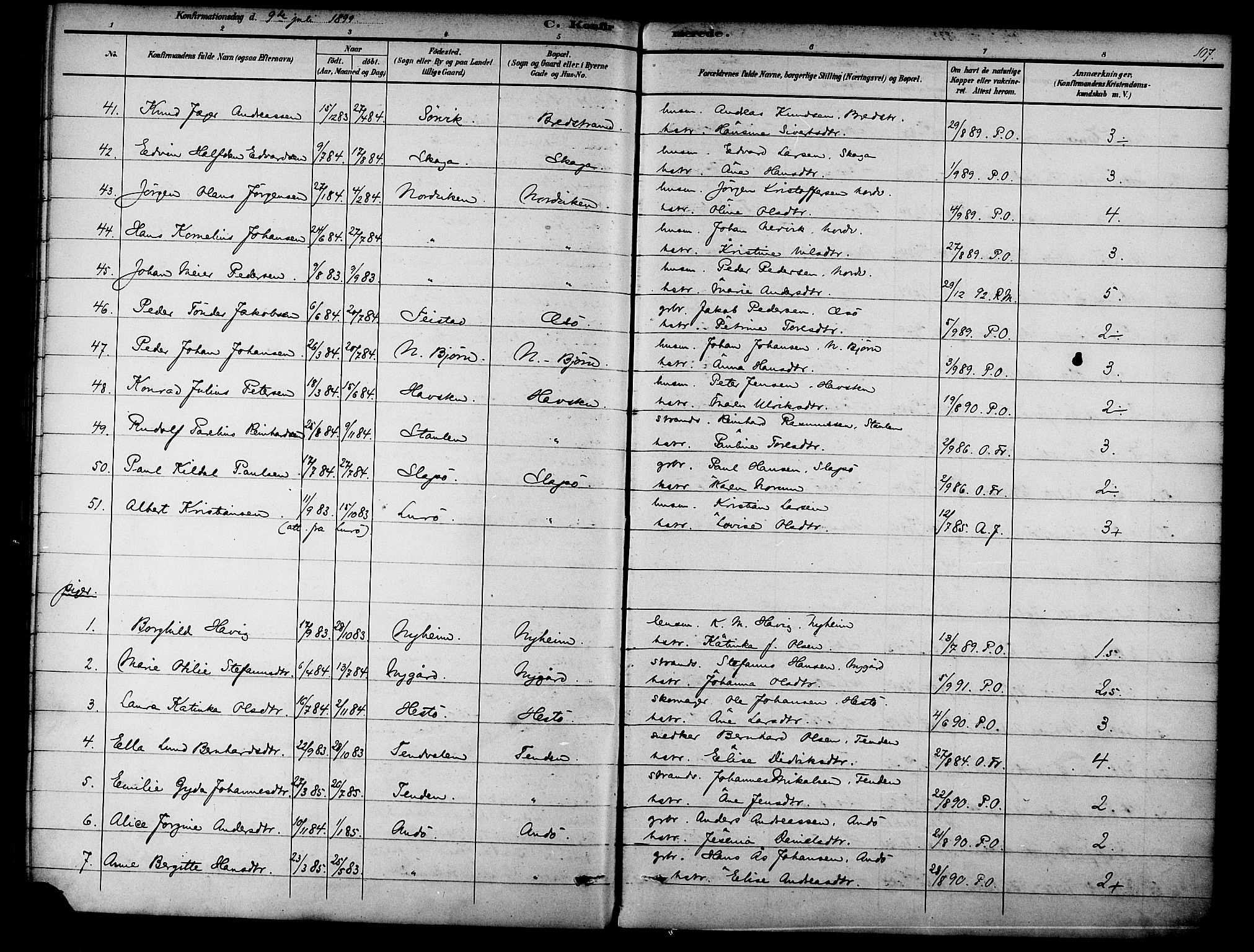 Ministerialprotokoller, klokkerbøker og fødselsregistre - Nordland, AV/SAT-A-1459/834/L0508: Parish register (official) no. 834A06, 1892-1901, p. 107