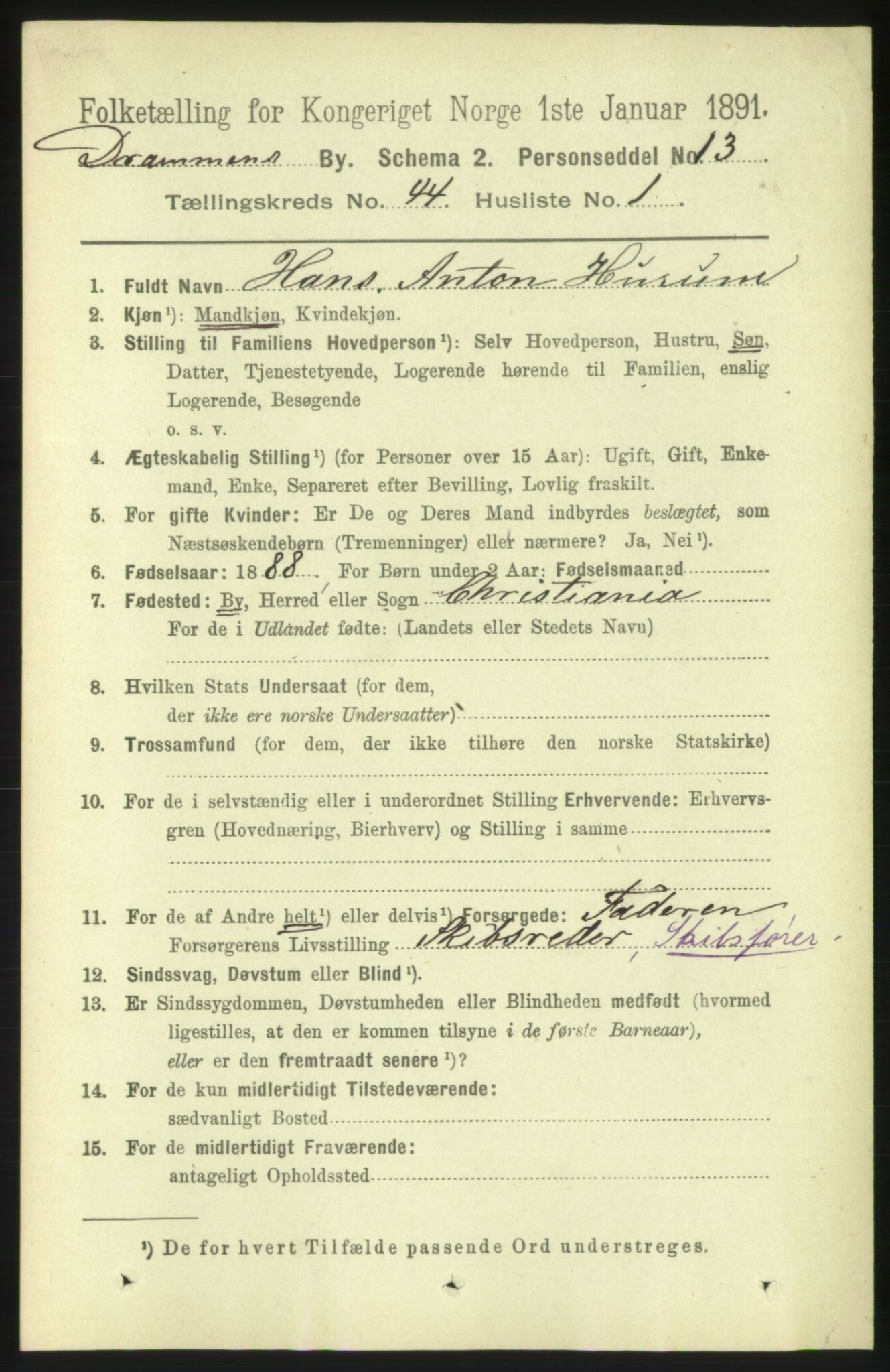 RA, 1891 census for 0602 Drammen, 1891, p. 25408