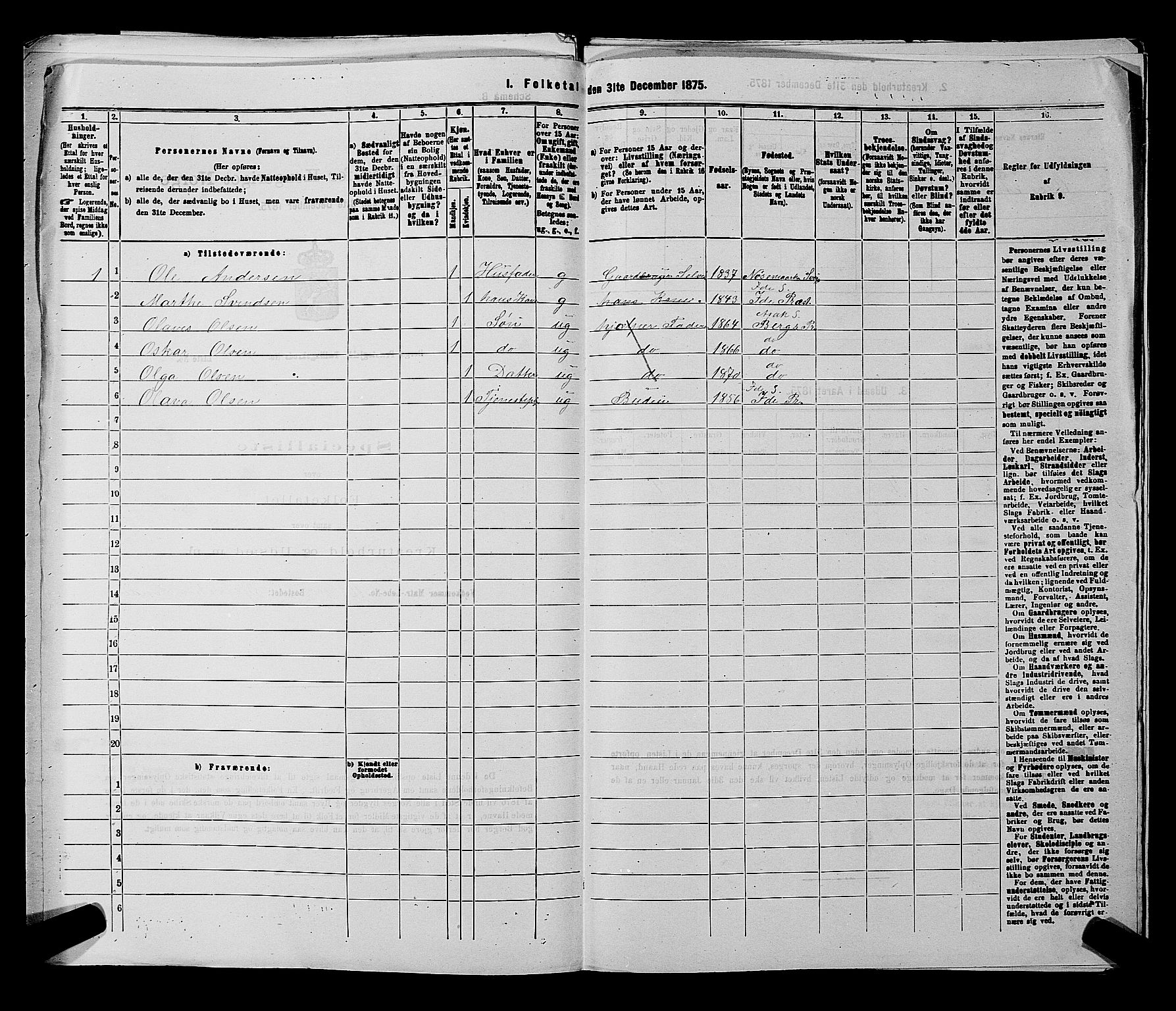 RA, 1875 census for 0116P Berg, 1875, p. 1104