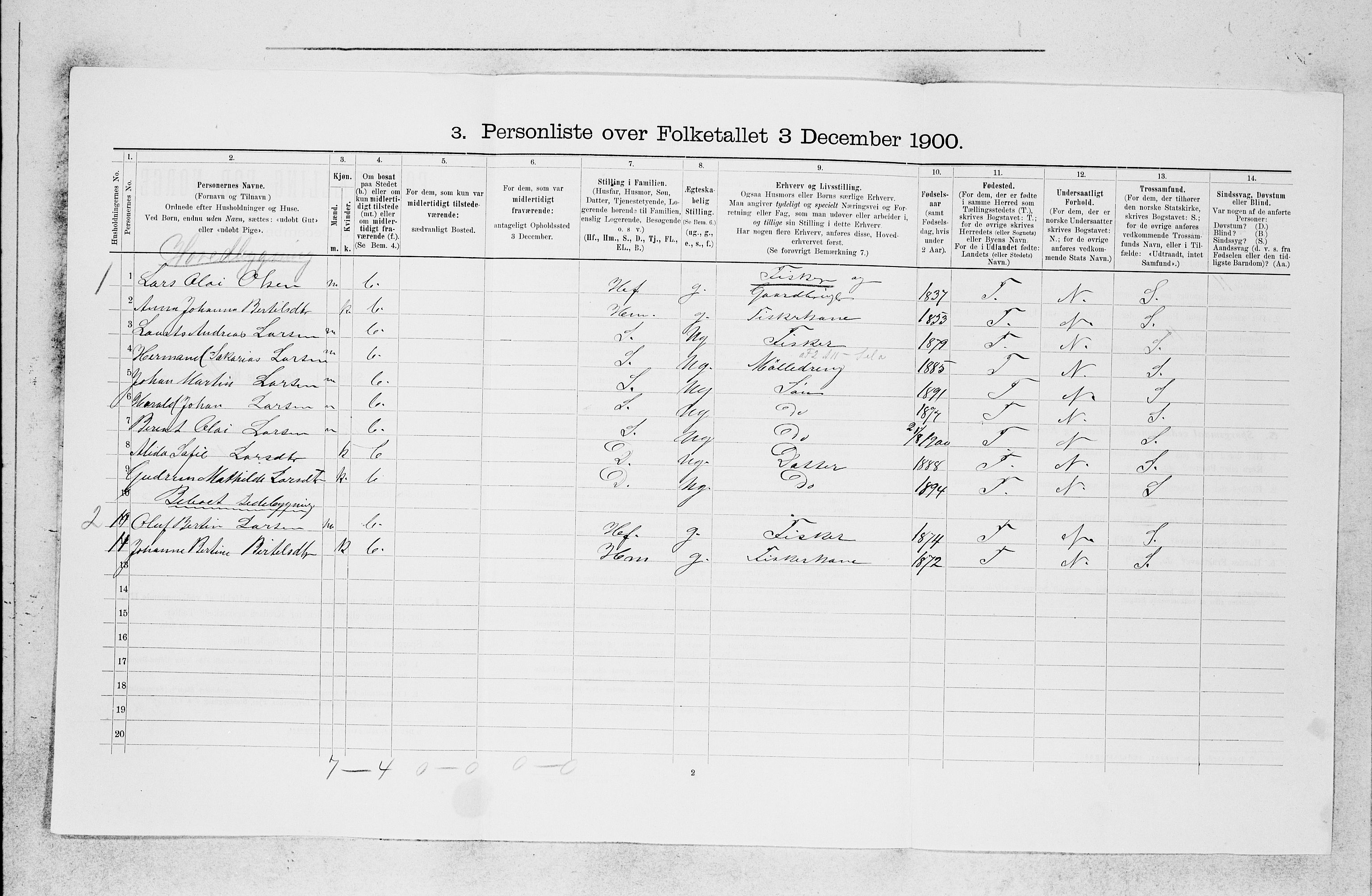 SAB, 1900 census for Askøy, 1900, p. 1235
