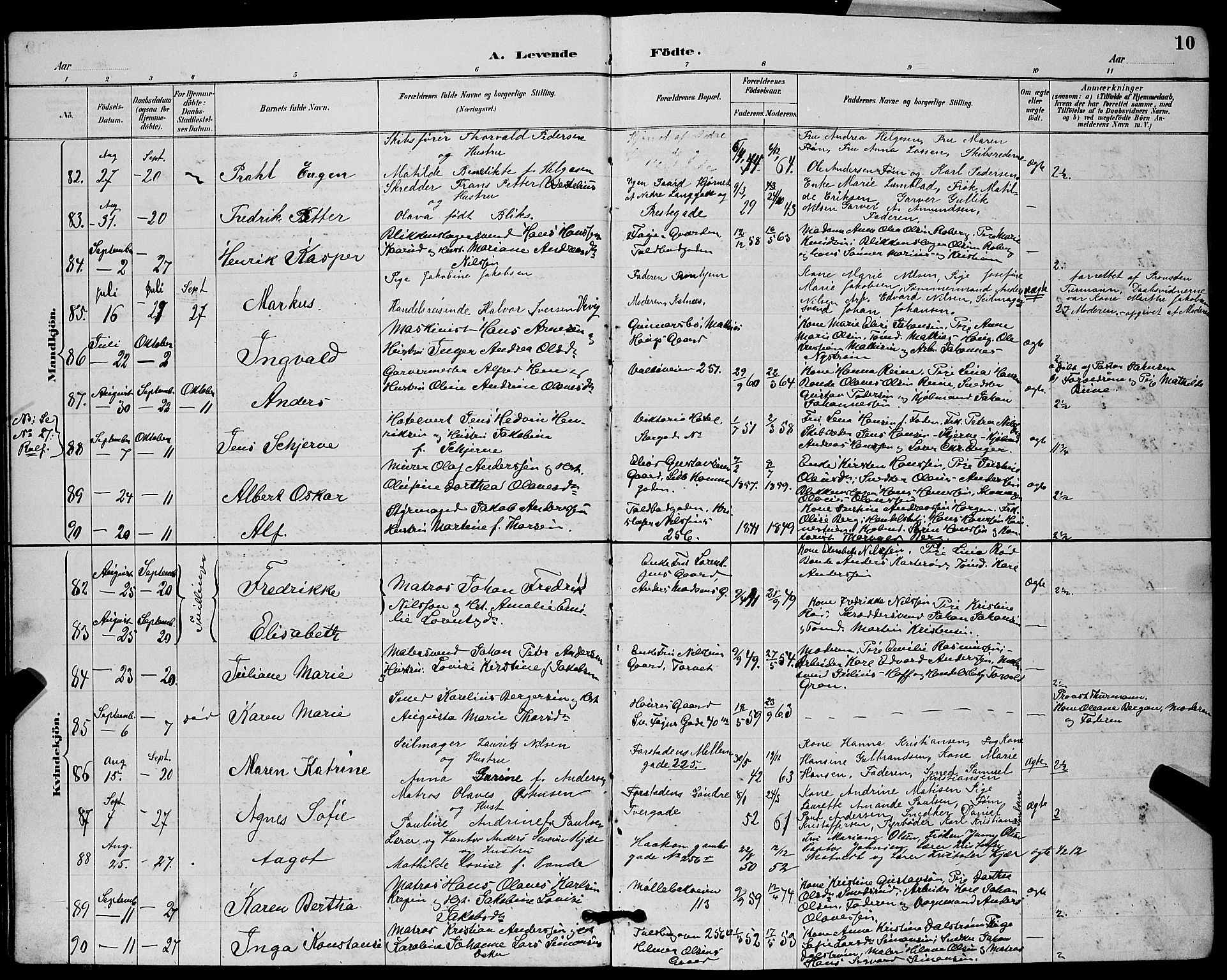 Tønsberg kirkebøker, AV/SAKO-A-330/G/Ga/L0006: Parish register (copy) no. 6, 1885-1895, p. 10