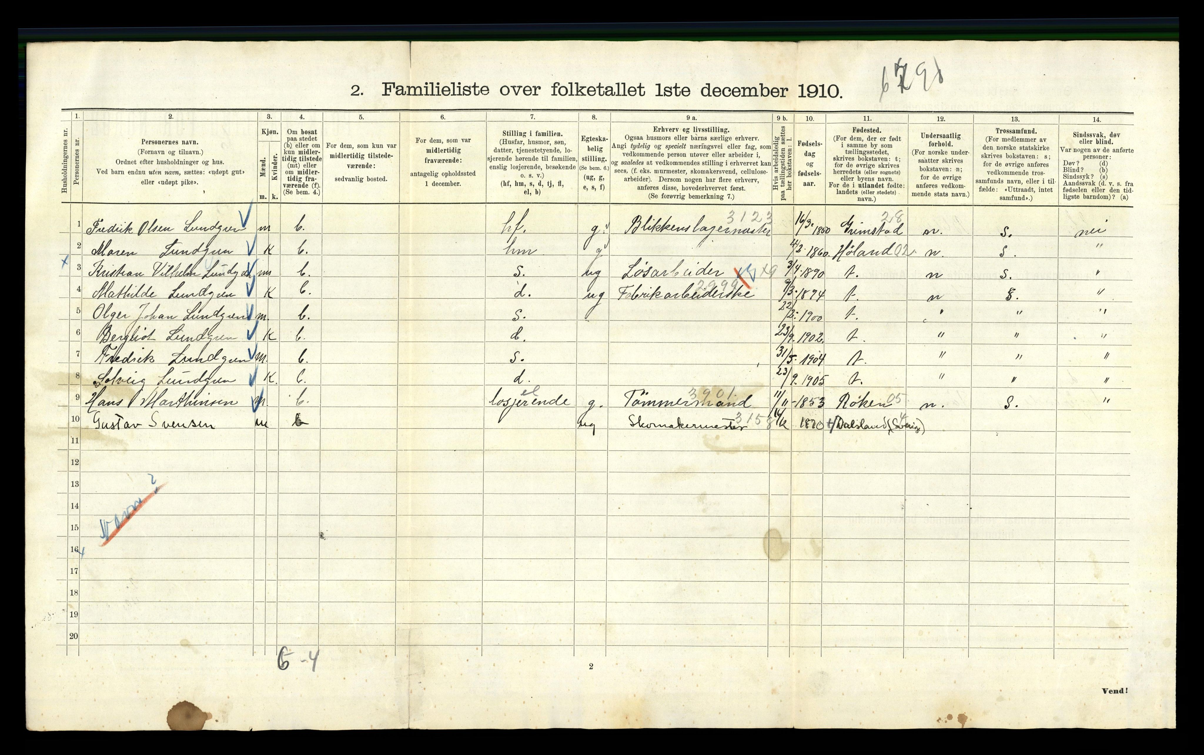 RA, 1910 census for Kristiania, 1910, p. 109254