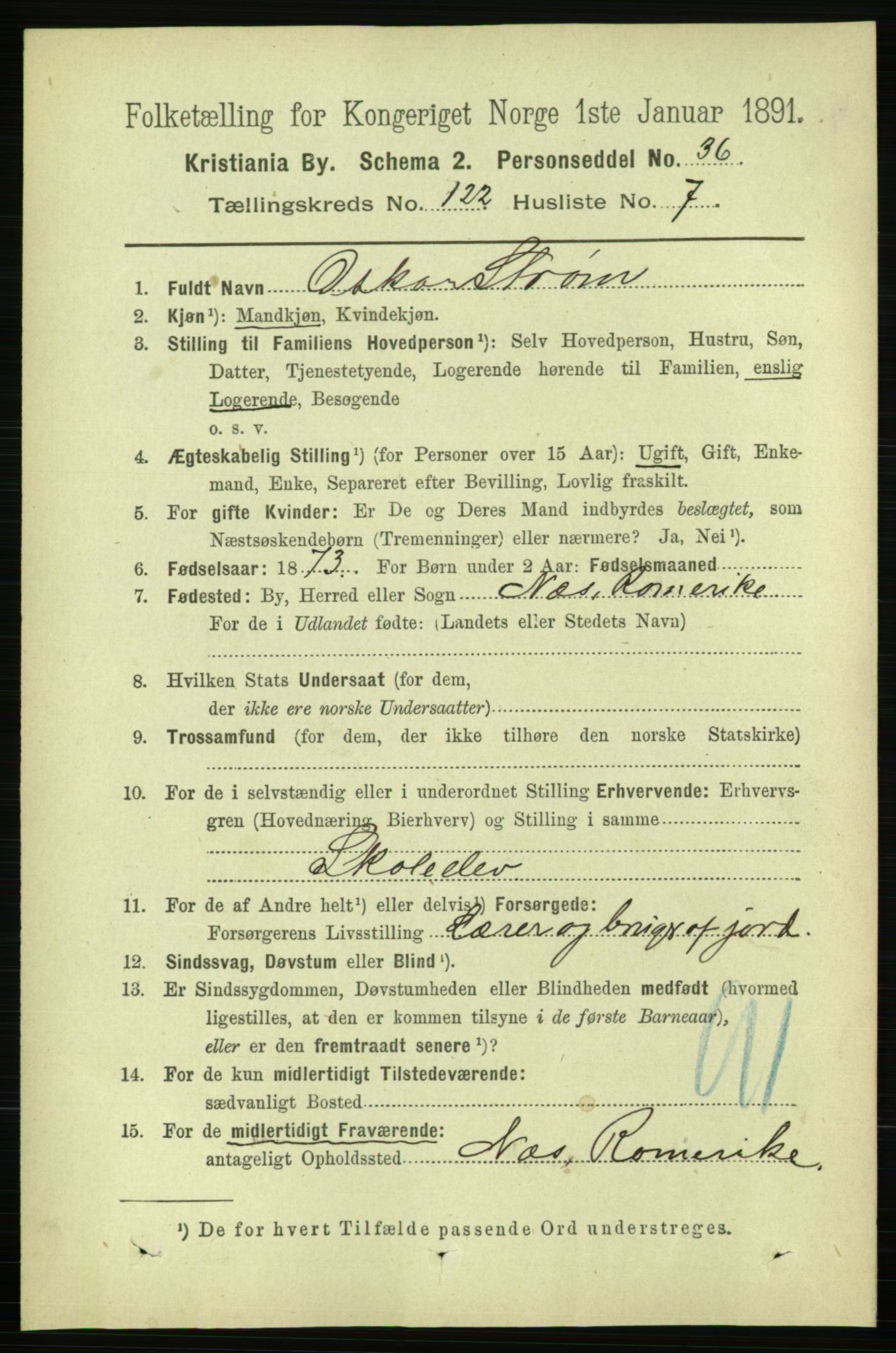 RA, 1891 census for 0301 Kristiania, 1891, p. 64929