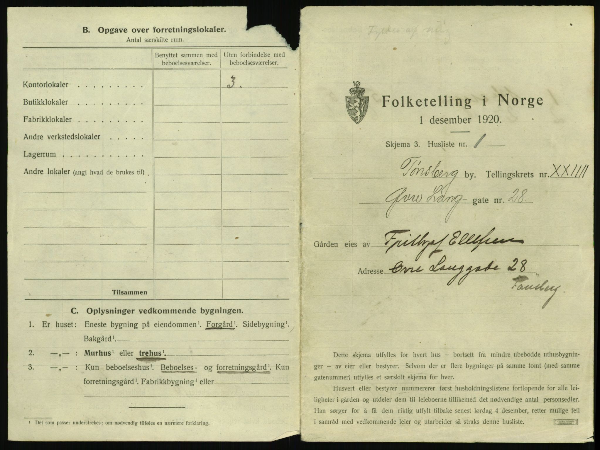 SAKO, 1920 census for Tønsberg, 1920, p. 2365