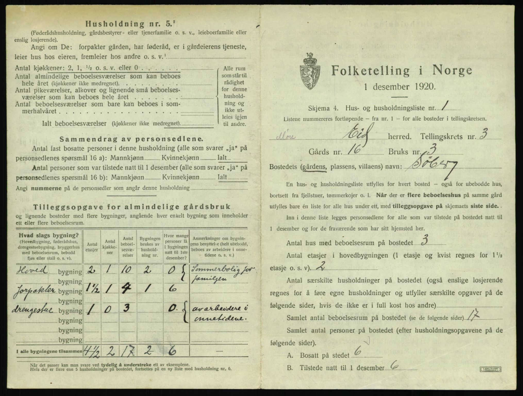 SAT, 1920 census for Eid, 1920, p. 119