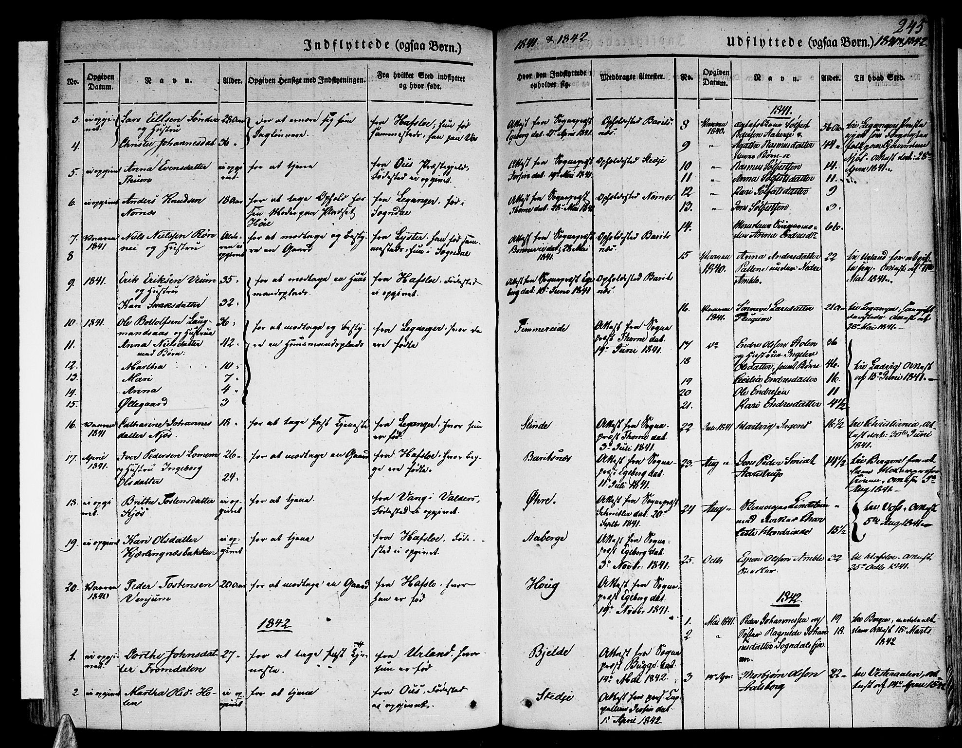 Sogndal sokneprestembete, AV/SAB-A-81301/H/Haa/Haaa/L0011: Parish register (official) no. A 11, 1839-1847, p. 245