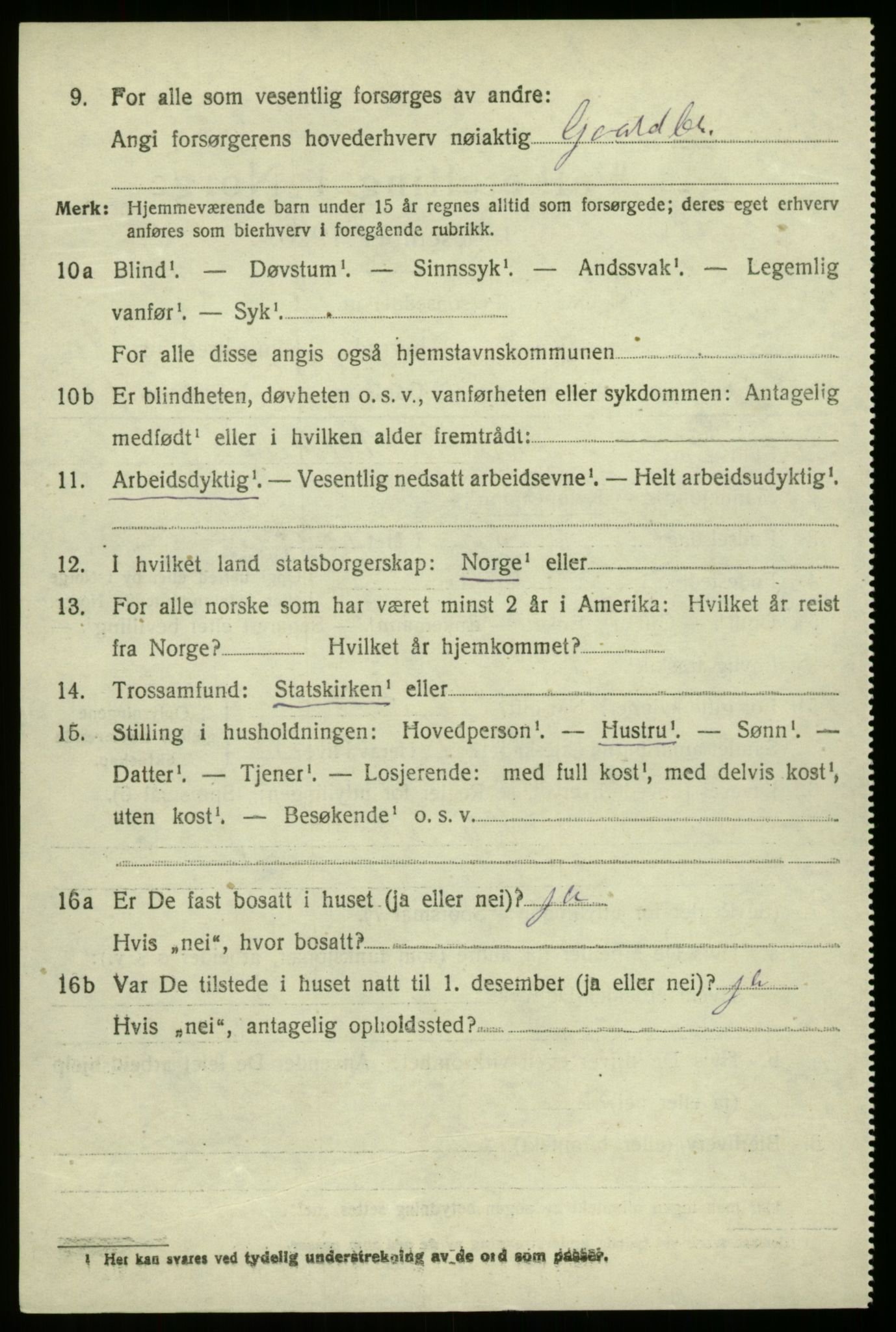 SAB, 1920 census for Haus, 1920, p. 5464