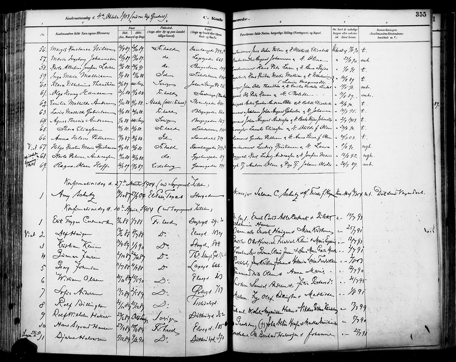 Halden prestekontor Kirkebøker, AV/SAO-A-10909/F/Fa/L0013: Parish register (official) no. I 13, 1890-1906, p. 355