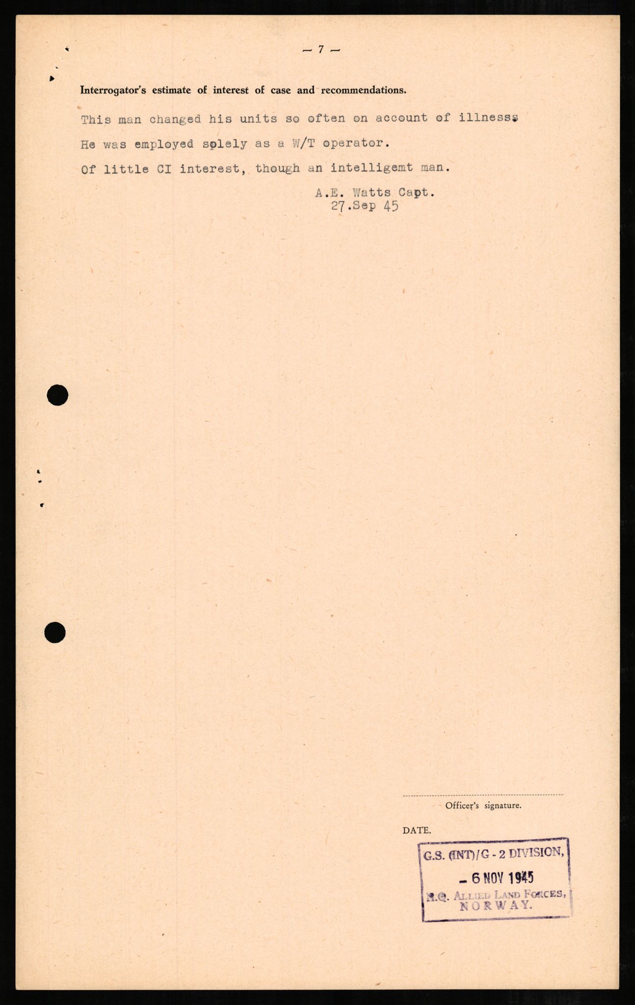 Forsvaret, Forsvarets overkommando II, RA/RAFA-3915/D/Db/L0003: CI Questionaires. Tyske okkupasjonsstyrker i Norge. Tyskere., 1945-1946, p. 583